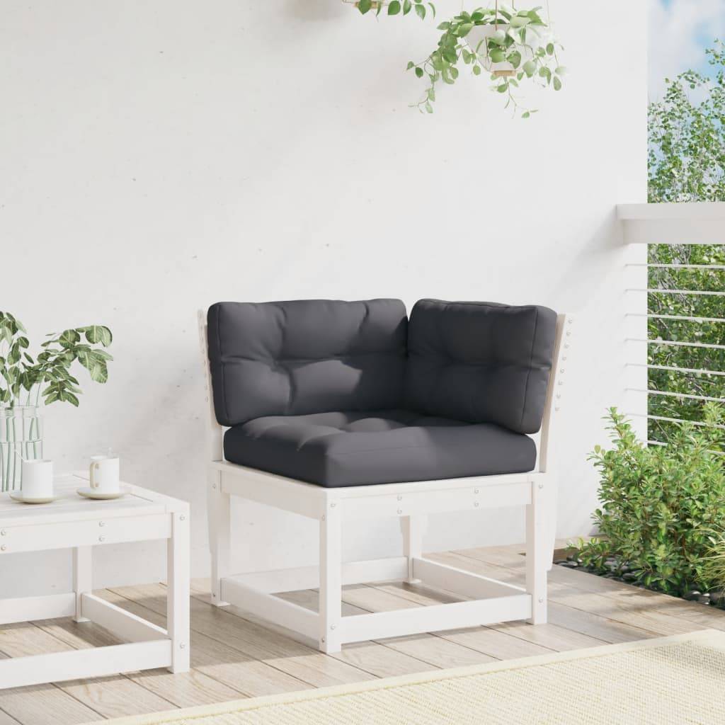 vidaXL Garten-Ecksofa mit Kissen Weiß 73x73x78 cm Massivholz Kiefer
