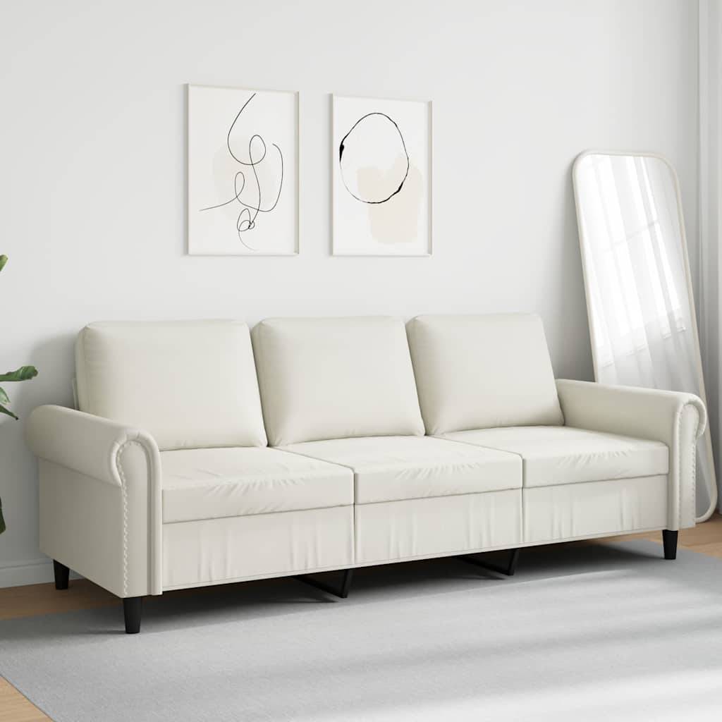 vidaXL 3-Sitzer-Sofa Creme 180 cm Samt