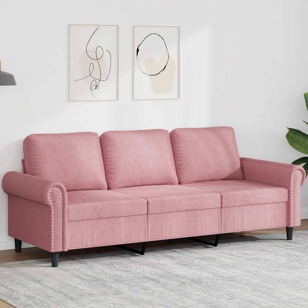 vidaXL 3-Sitzer-Sofa Rosa 180 cm Samt