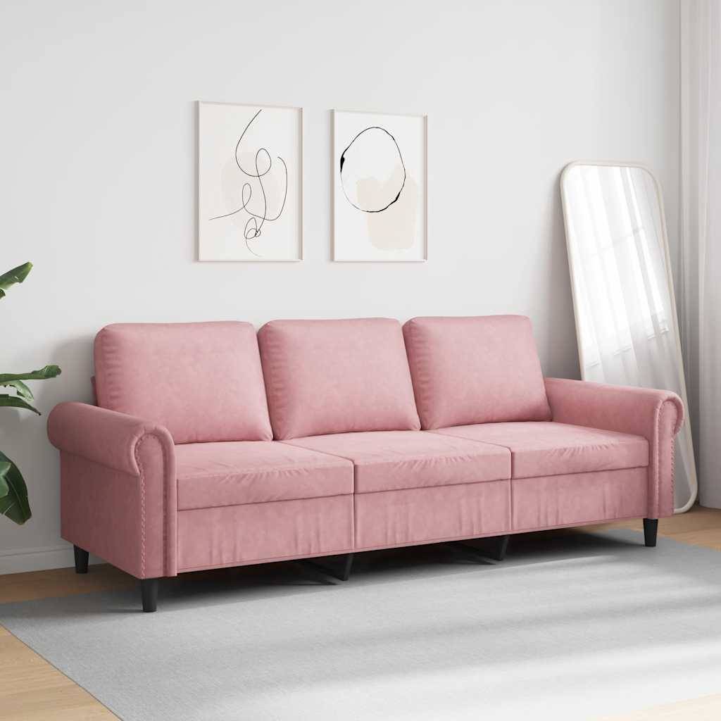 vidaXL 3-Sitzer-Sofa Rosa 180 cm Samt