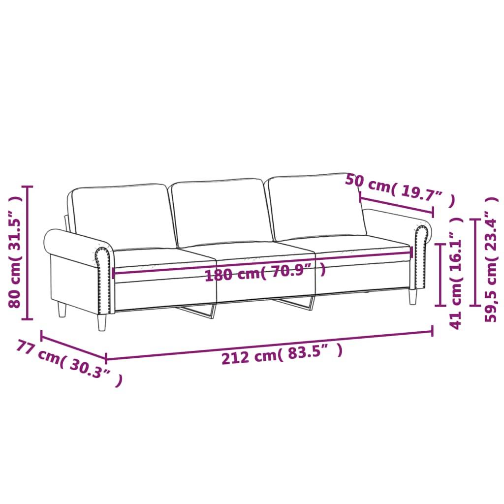vidaXL 3-Sitzer-Sofa Rosa 180 cm Samt