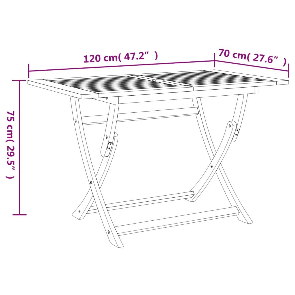 vidaXL Gartentisch Klappbar 120x70x75 cm Massivholz Akazie