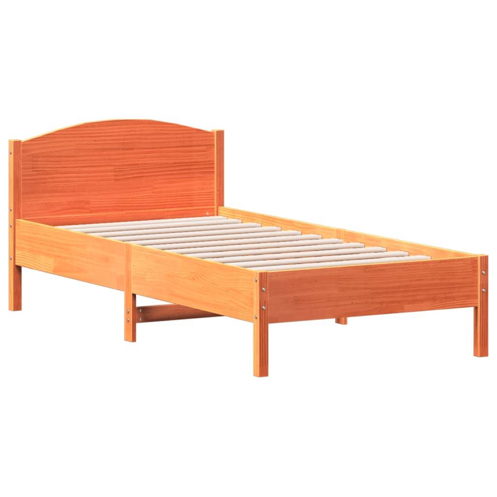 vidaXL Massivholzbett ohne Matratze Wachsbraun 90x190 cm Kiefernholz