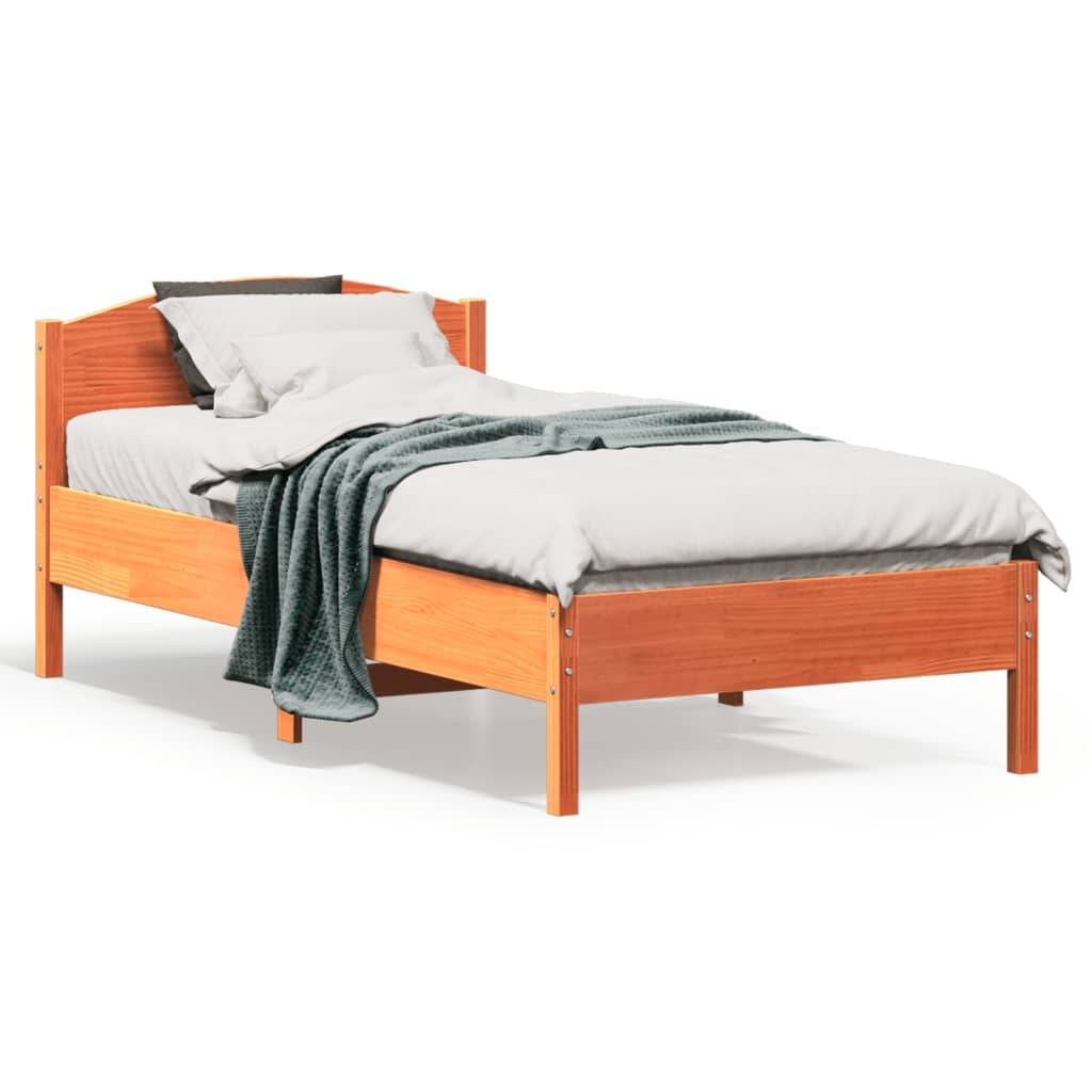 vidaXL Massivholzbett ohne Matratze Wachsbraun 90x190 cm Kiefernholz