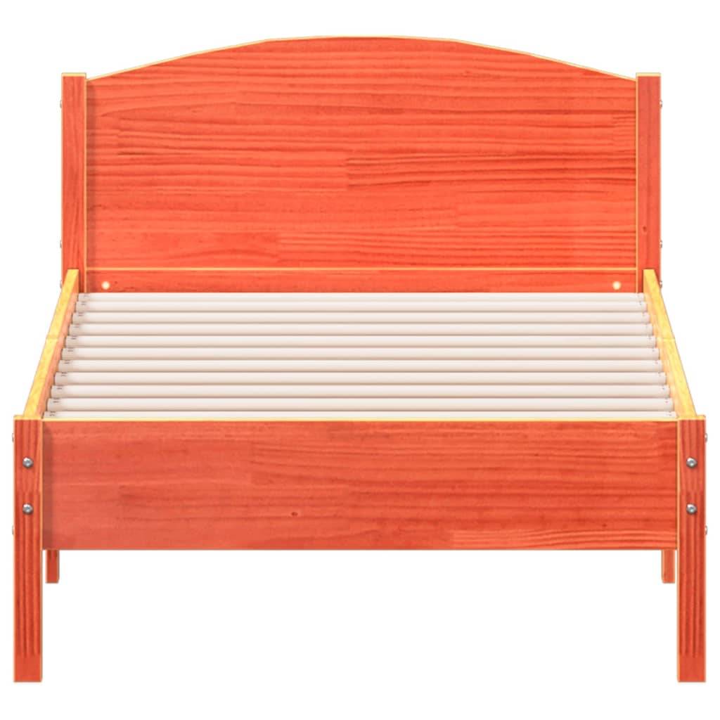 vidaXL Massivholzbett ohne Matratze Wachsbraun 90x190 cm Kiefernholz