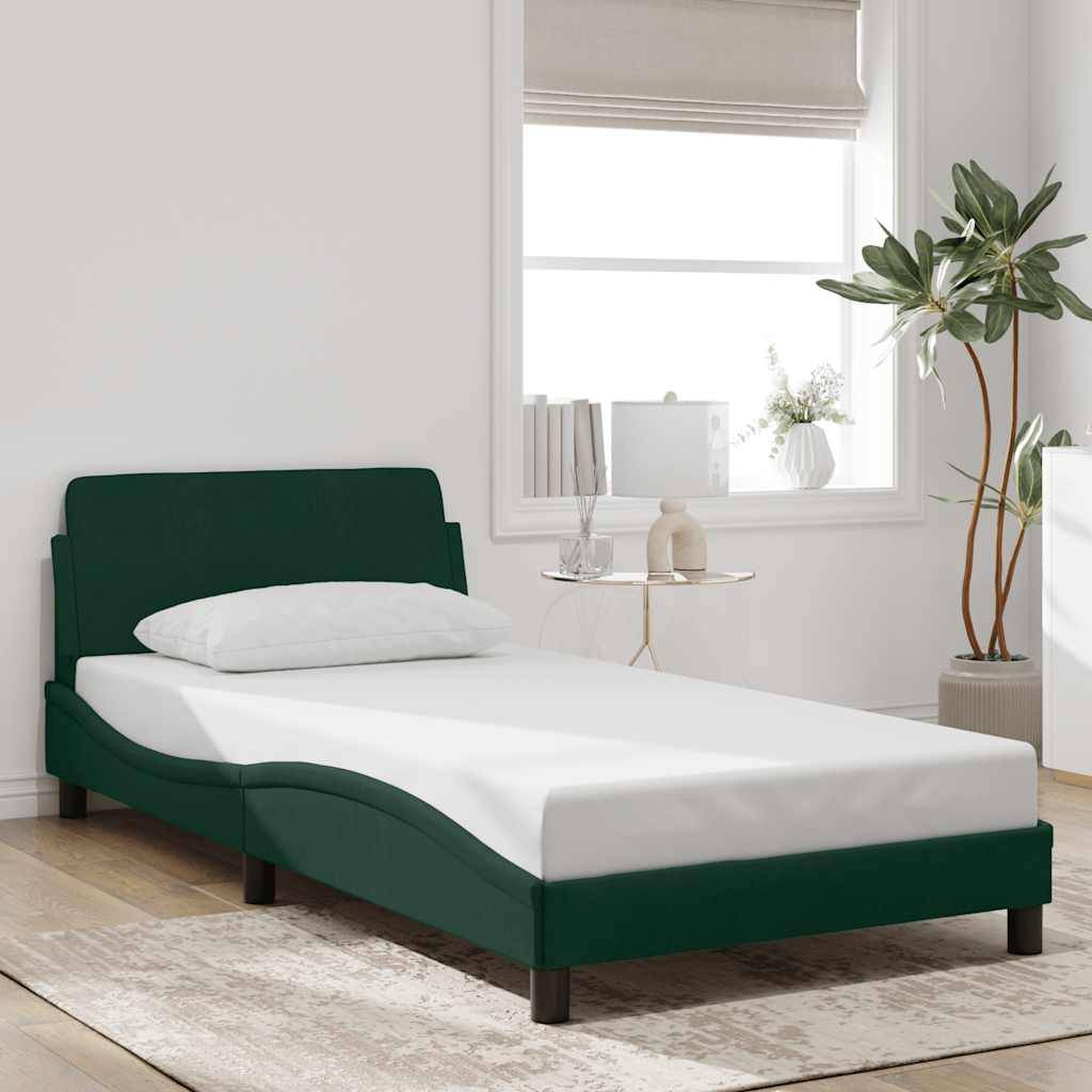 vidaXL Bettgestell ohne Matratze Dunkelgrün 100x200 cm Samt