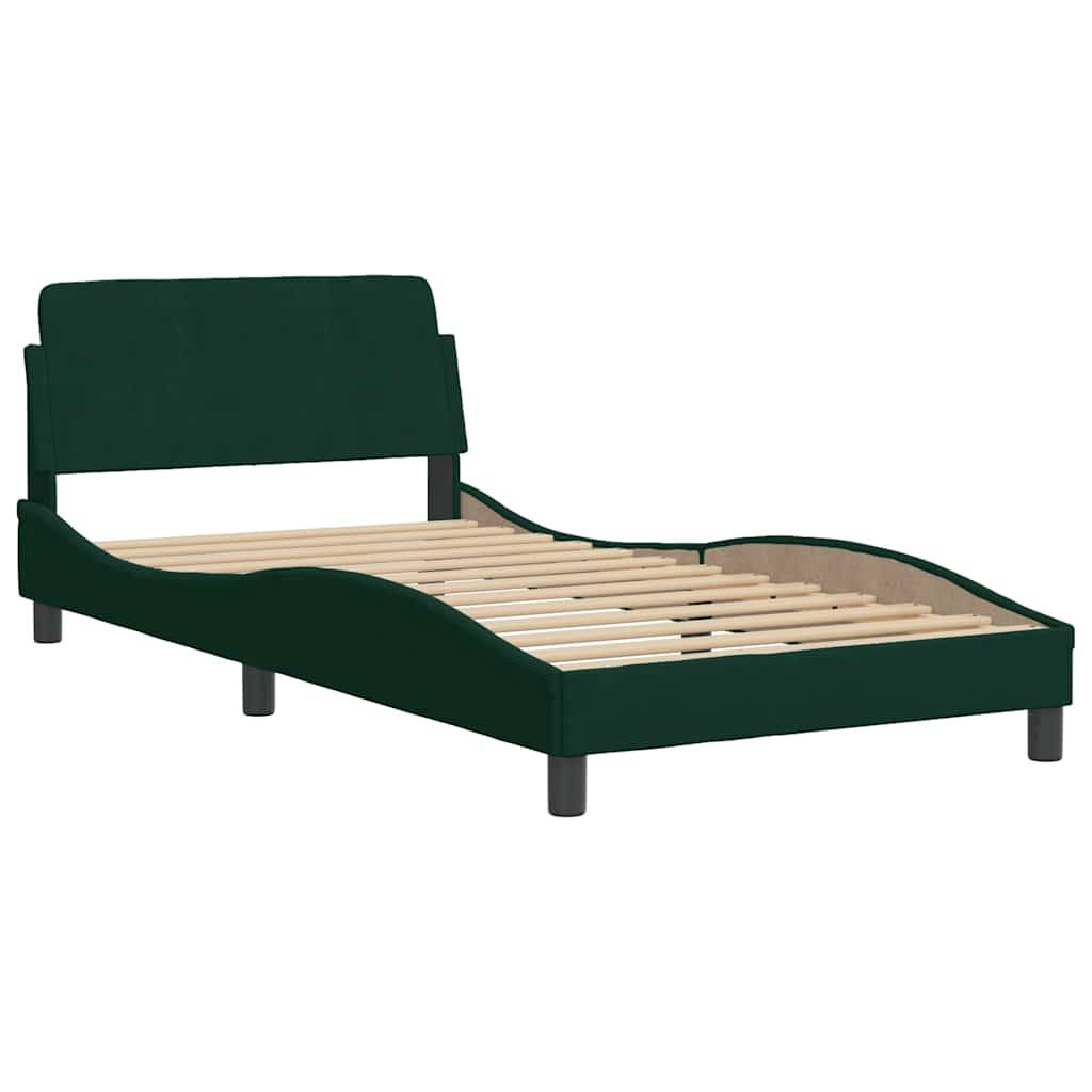 vidaXL Bettgestell ohne Matratze Dunkelgrün 100x200 cm Samt