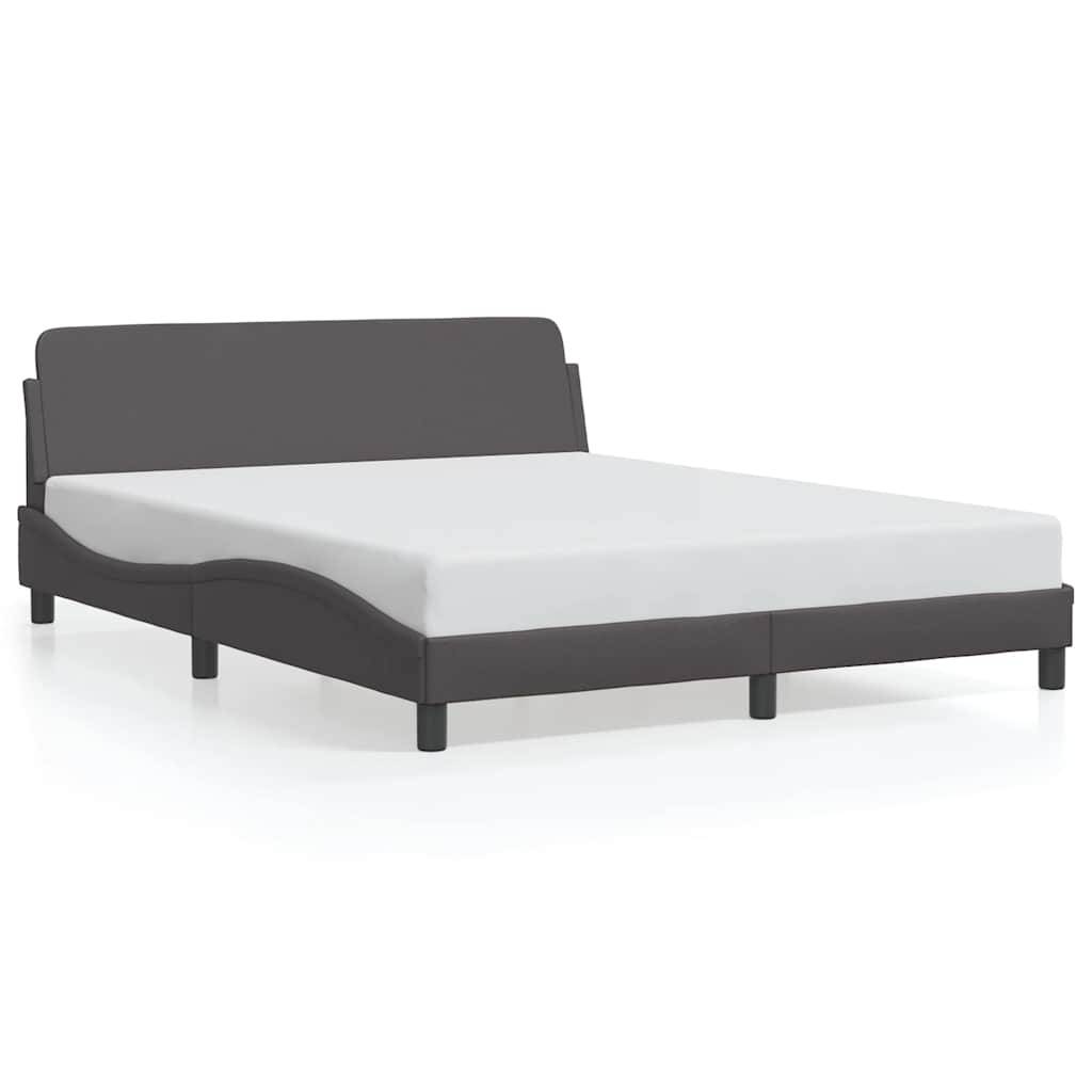 vidaXL Bettgestell mit Kopfteil Grau 160x200 cm Kunstleder