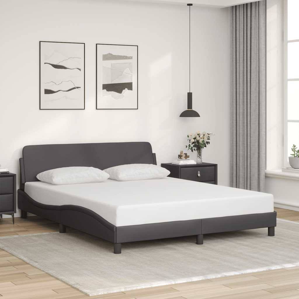 vidaXL Bettgestell mit Kopfteil Grau 160x200 cm Kunstleder