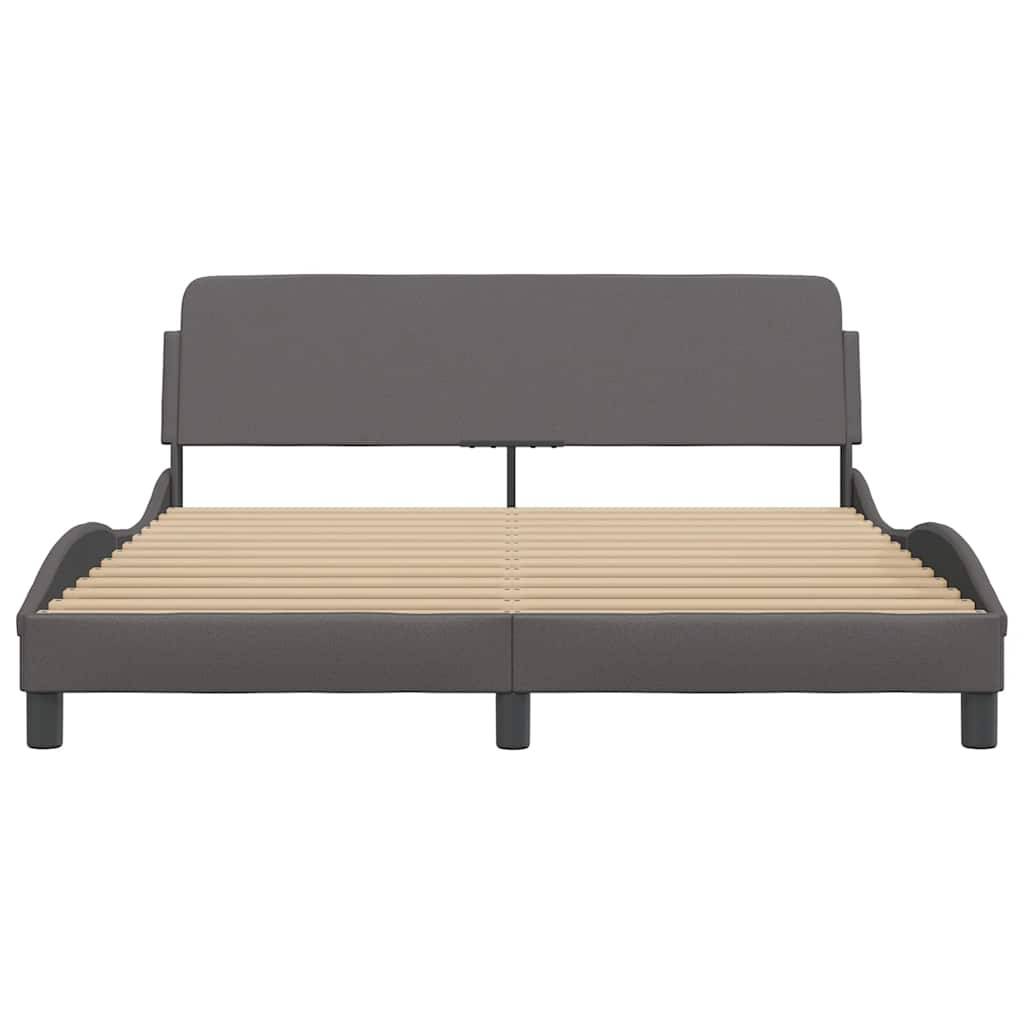 vidaXL Bettgestell mit Kopfteil Grau 160x200 cm Kunstleder