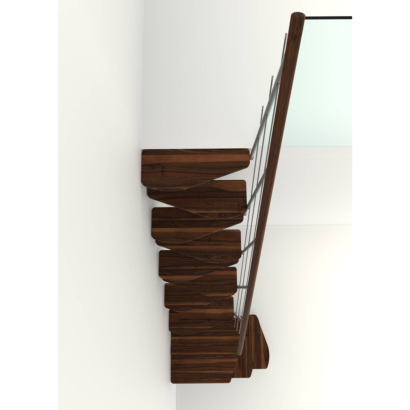 Minka Mittelholmtreppe Quatro Turn 38 - 298cm Geschosshöhe Walnuss Grau