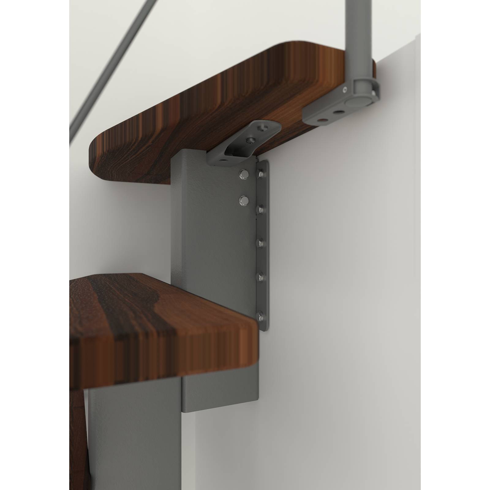 Minka Mittelholmtreppe Quatro Turn 38 - 298cm Geschosshöhe Walnuss Grau