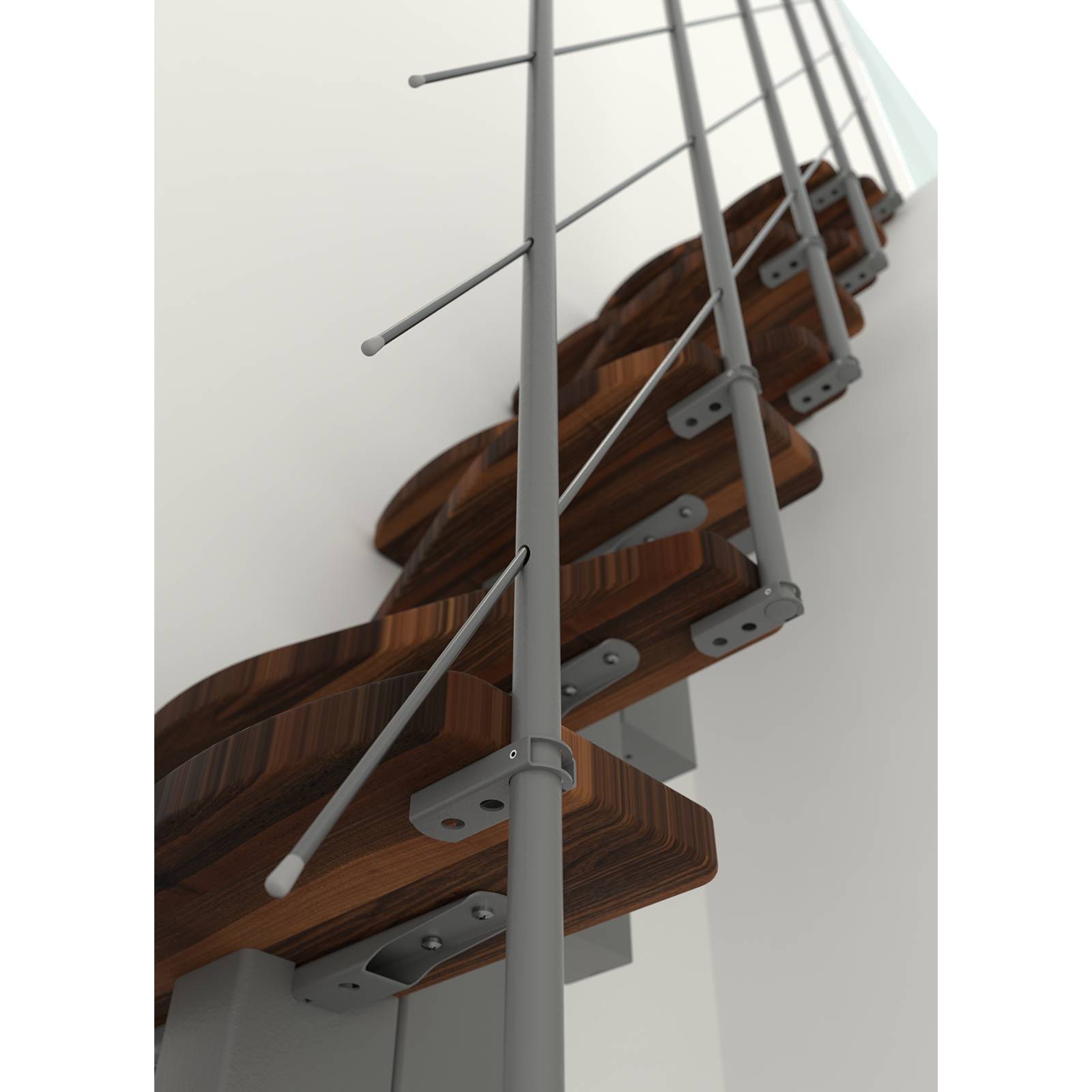 Minka Mittelholmtreppe Quatro Turn 38 - 298cm Geschosshöhe Walnuss Grau