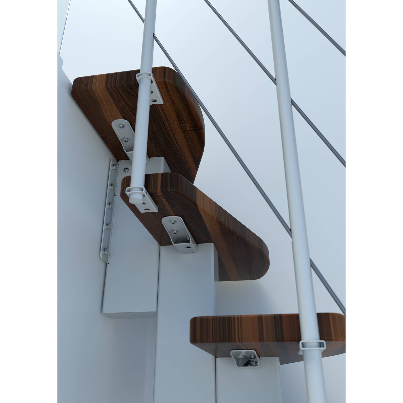 Minka Mittelholmtreppe Quatro 38 - 298cm Geschosshöhe Walnuss Weiß