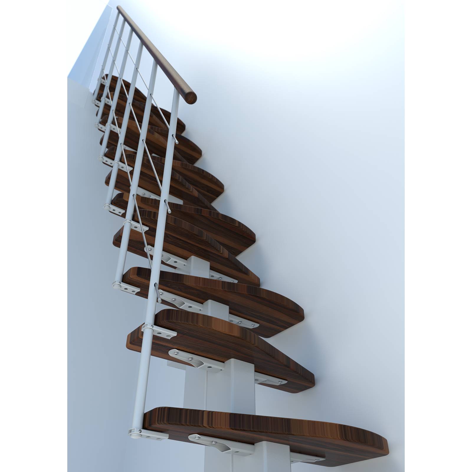 Minka Mittelholmtreppe Quatro 38 - 298cm Geschosshöhe Walnuss Weiß