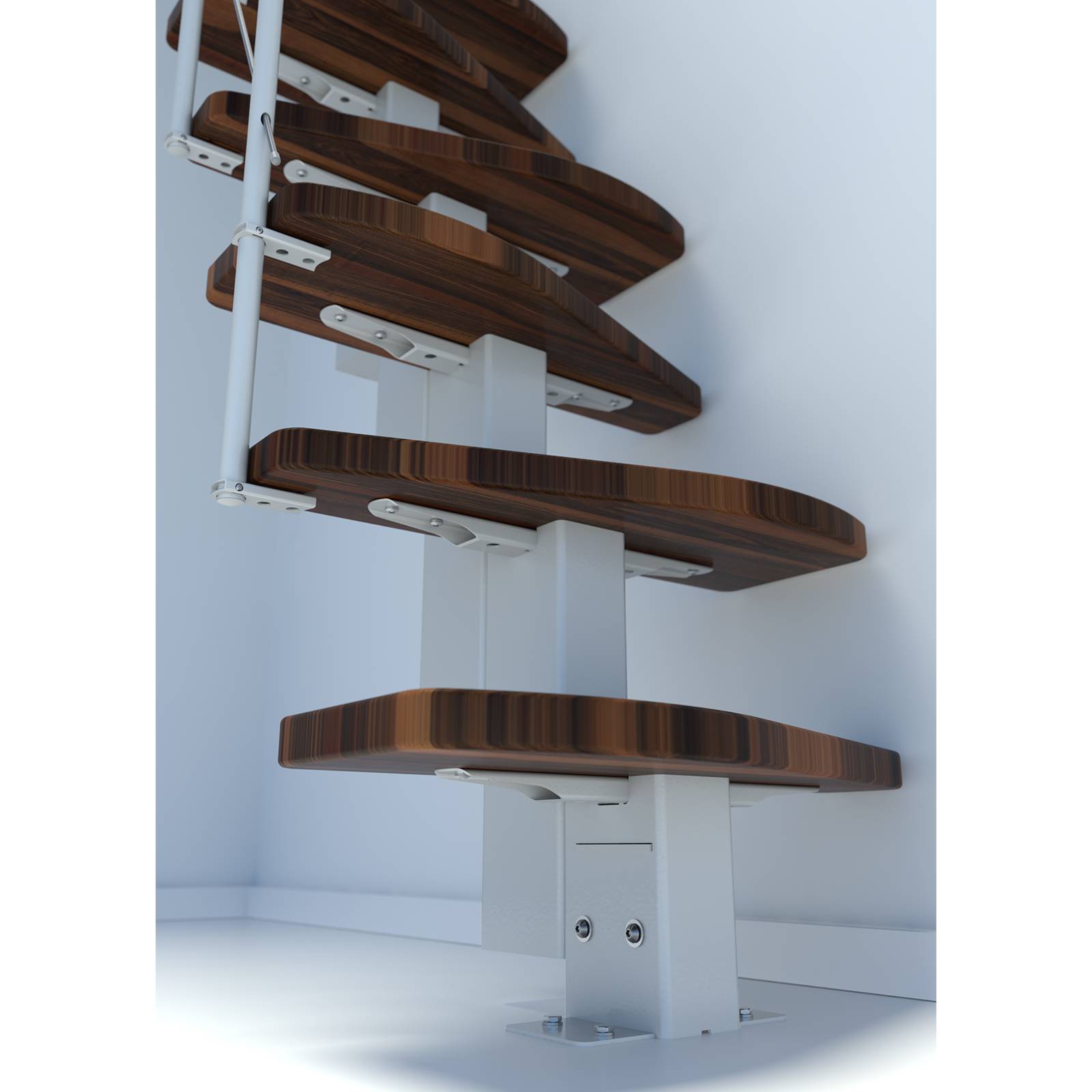 Minka Mittelholmtreppe Quatro 38 - 298cm Geschosshöhe Walnuss Weiß