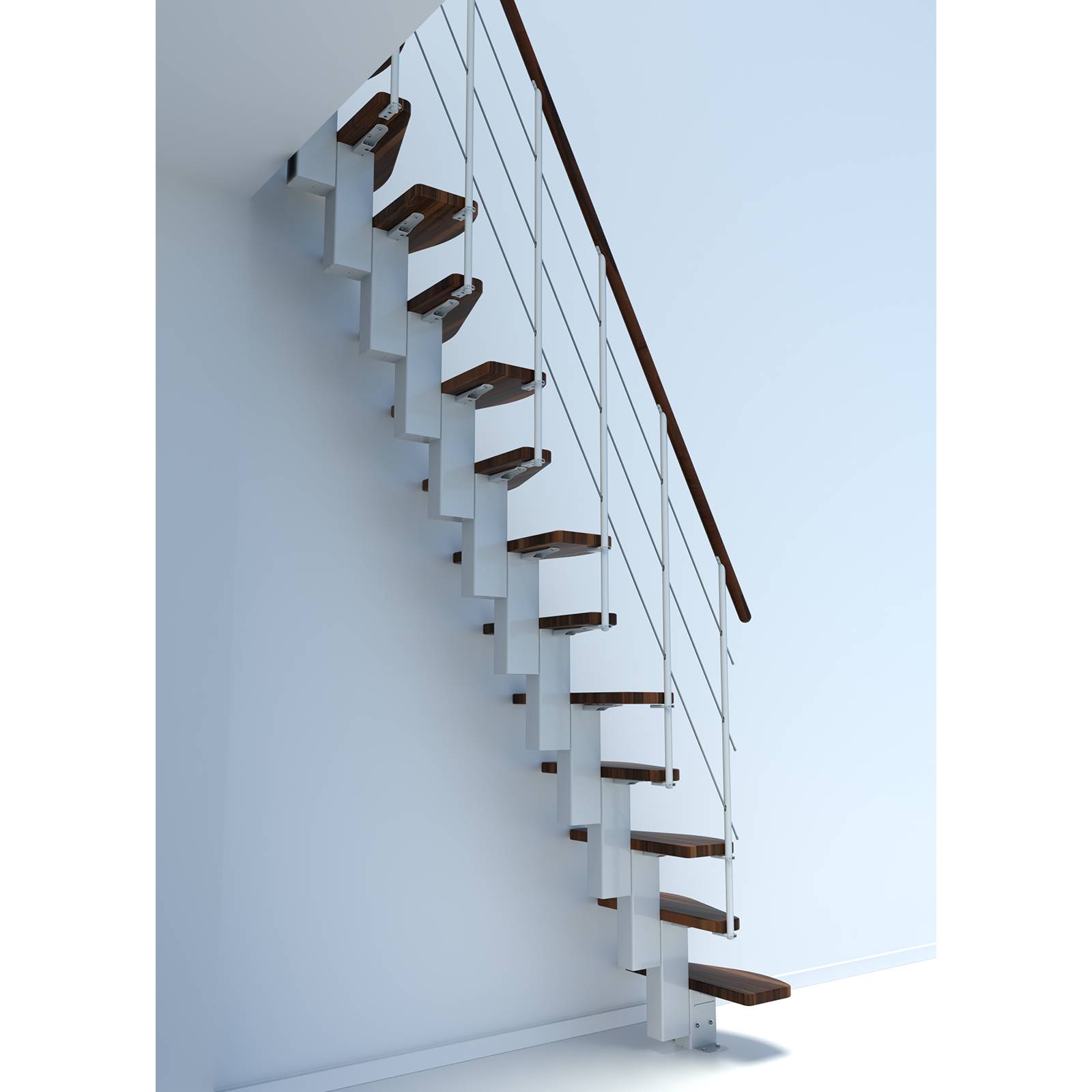 Minka Mittelholmtreppe Quatro 38 - 298cm Geschosshöhe Walnuss Weiß