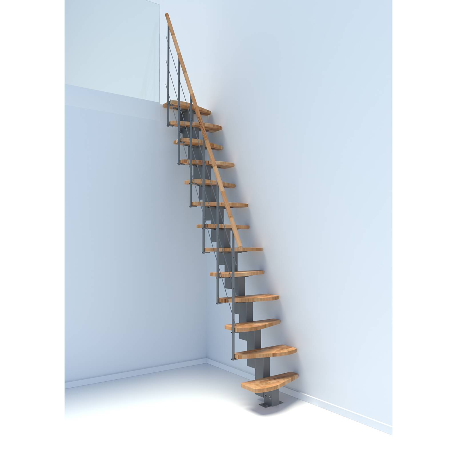 Minka Mittelholmtreppe Quatro 38 - 298cm Geschosshöhe Buche Grau