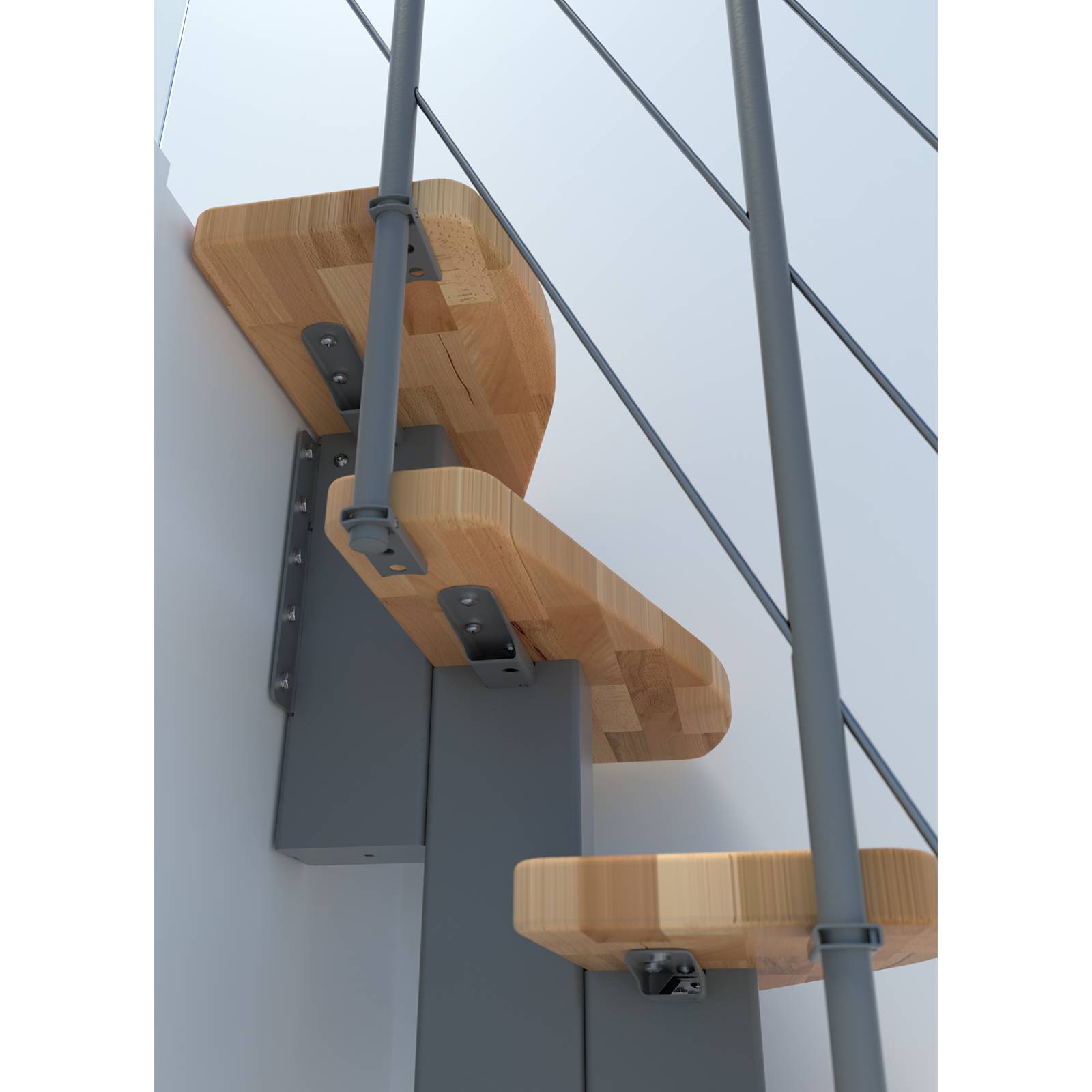 Minka Mittelholmtreppe Quatro 38 - 298cm Geschosshöhe Buche Grau