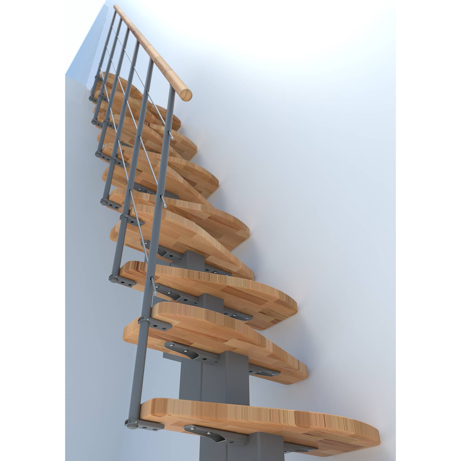 Minka Mittelholmtreppe Quatro 38 - 298cm Geschosshöhe Buche Grau