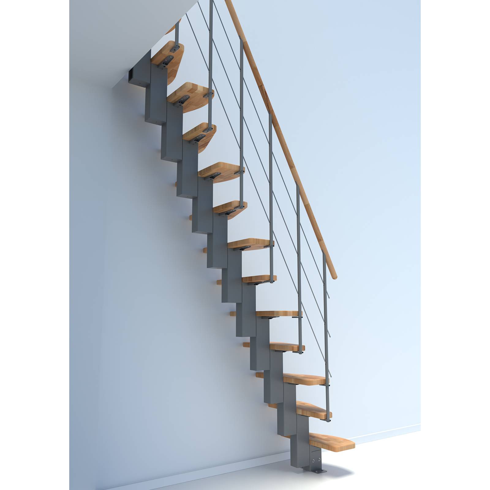 Minka Mittelholmtreppe Quatro 38 - 298cm Geschosshöhe Buche Grau