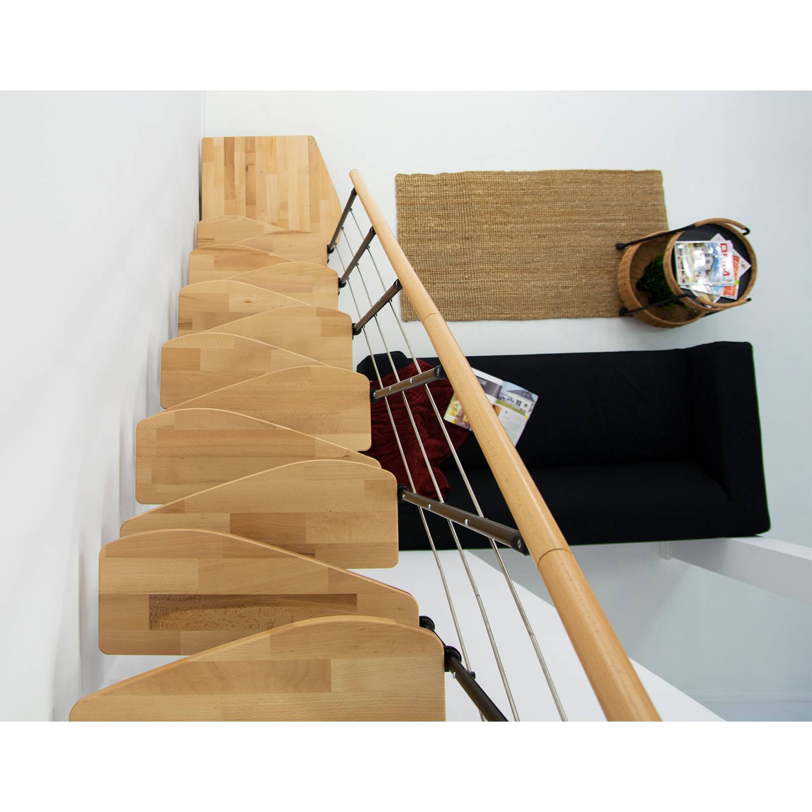 Minka Mittelholmtreppe Quatro Turn 38 - 298cm Geschosshöhe Buche Schwarz