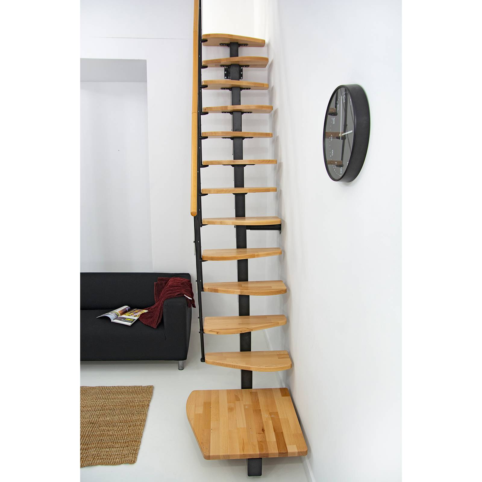 Minka Mittelholmtreppe Quatro Turn 38 - 298cm Geschosshöhe Buche Schwarz