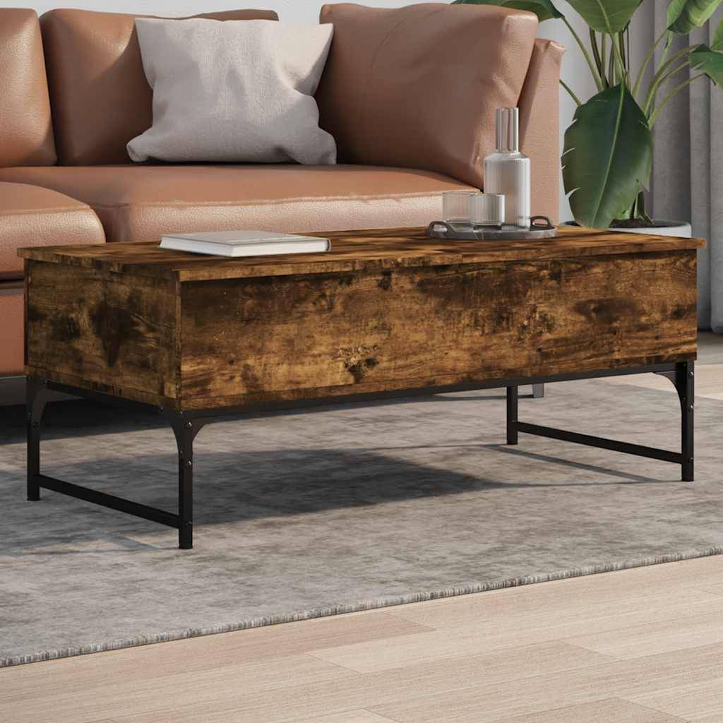 vidaXL Couchtisch Räuchereiche 100x50x40 cm Holzwerkstoff und Metall