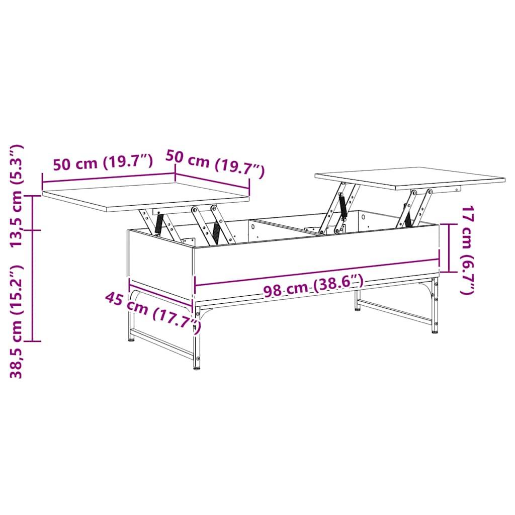 vidaXL Couchtisch Räuchereiche 100x50x40 cm Holzwerkstoff und Metall