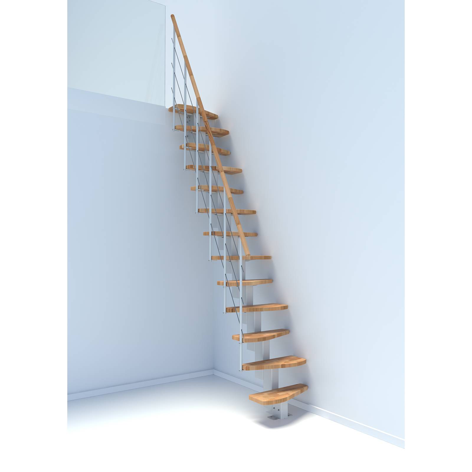 Minka Mittelholmtreppe Quatro 38 - 298cm Geschosshöhe Buche Weiß