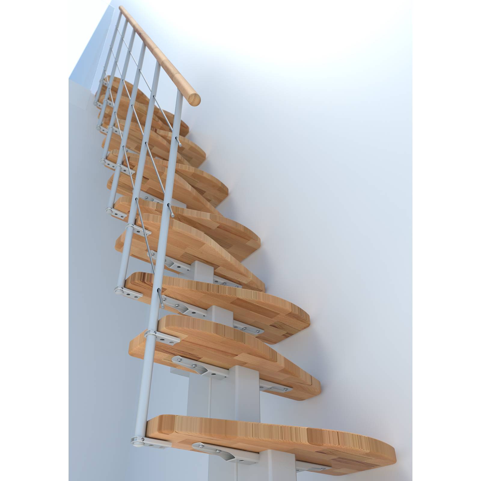 Minka Mittelholmtreppe Quatro 38 - 298cm Geschosshöhe Buche Weiß