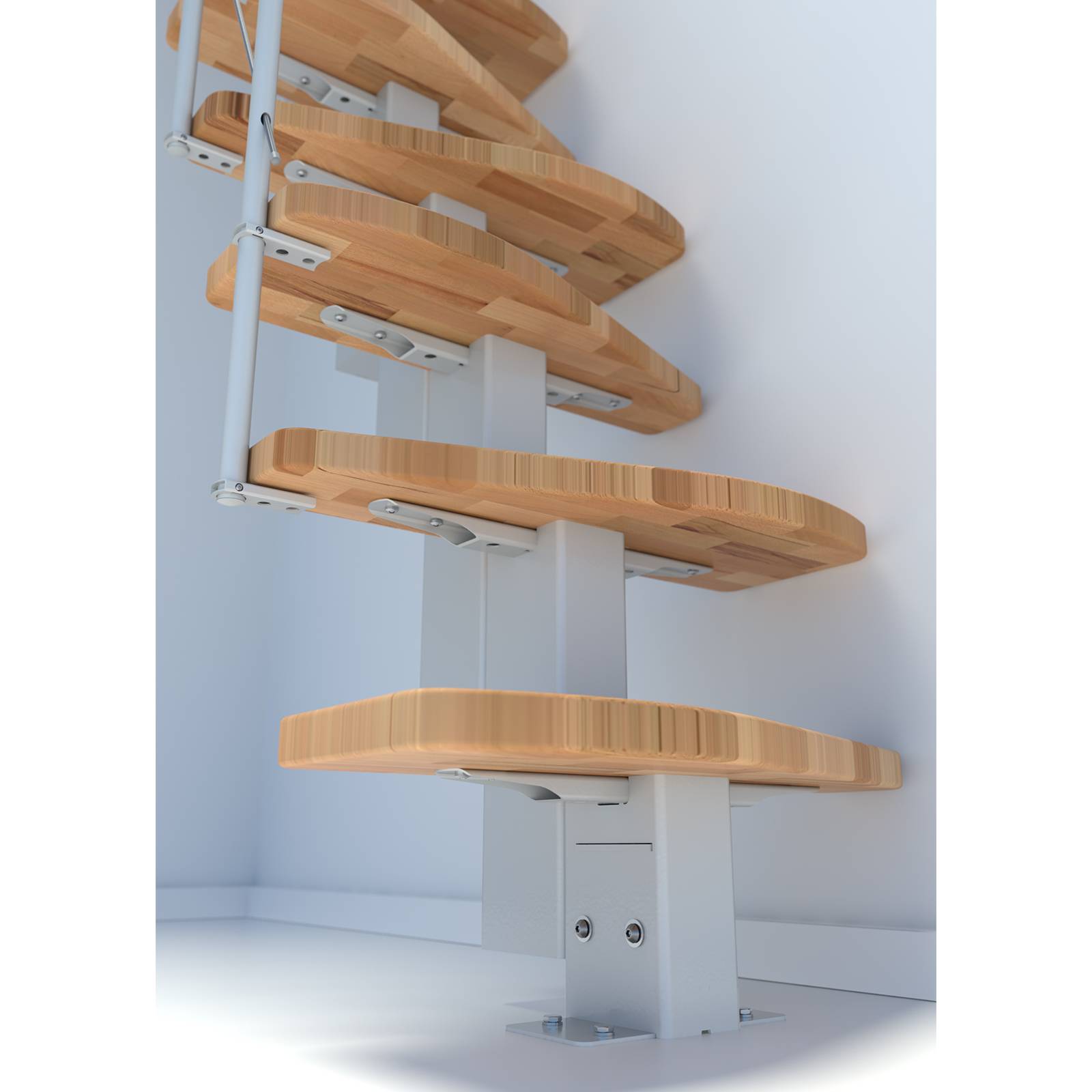 Minka Mittelholmtreppe Quatro 38 - 298cm Geschosshöhe Buche Weiß