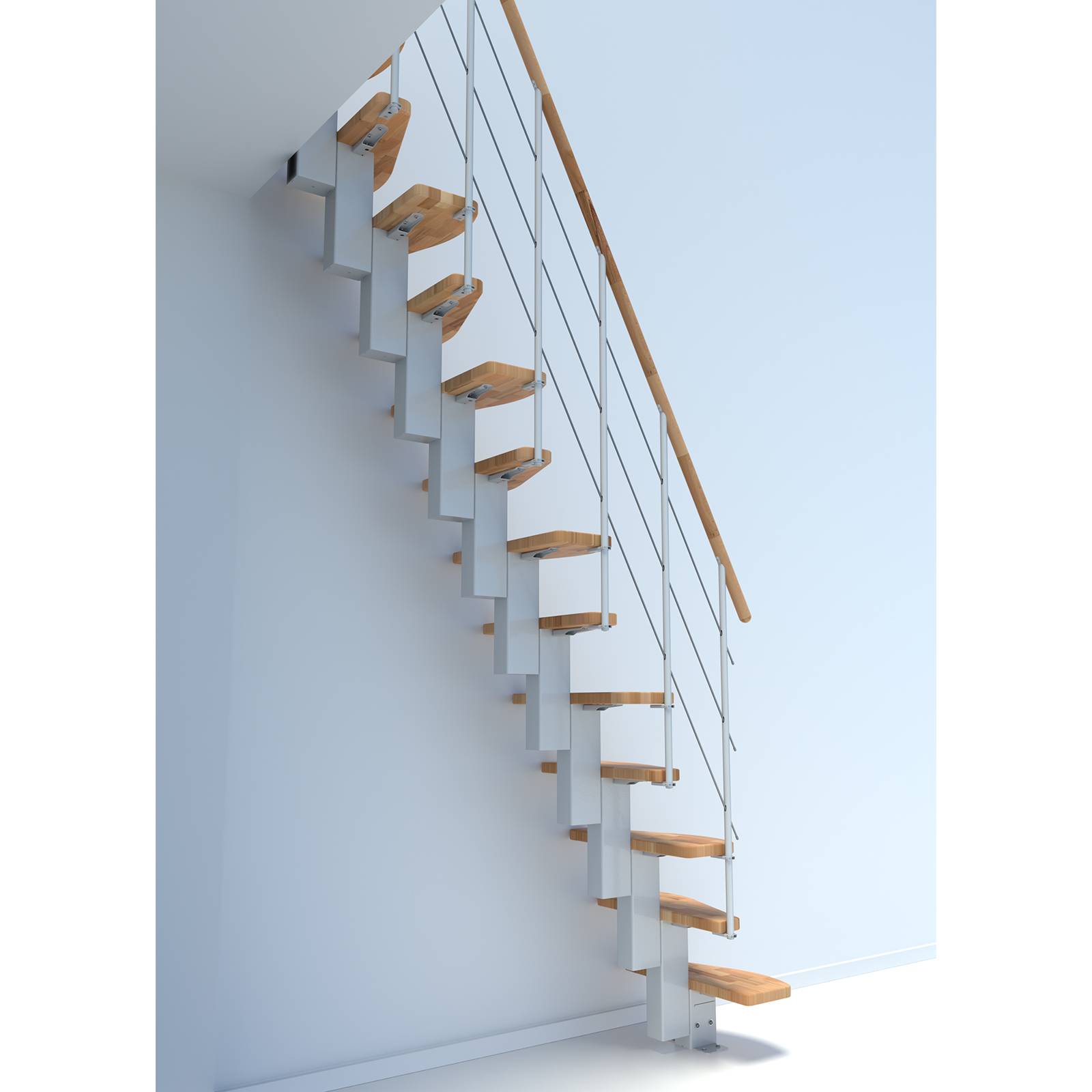 Minka Mittelholmtreppe Quatro 38 - 298cm Geschosshöhe Buche Weiß