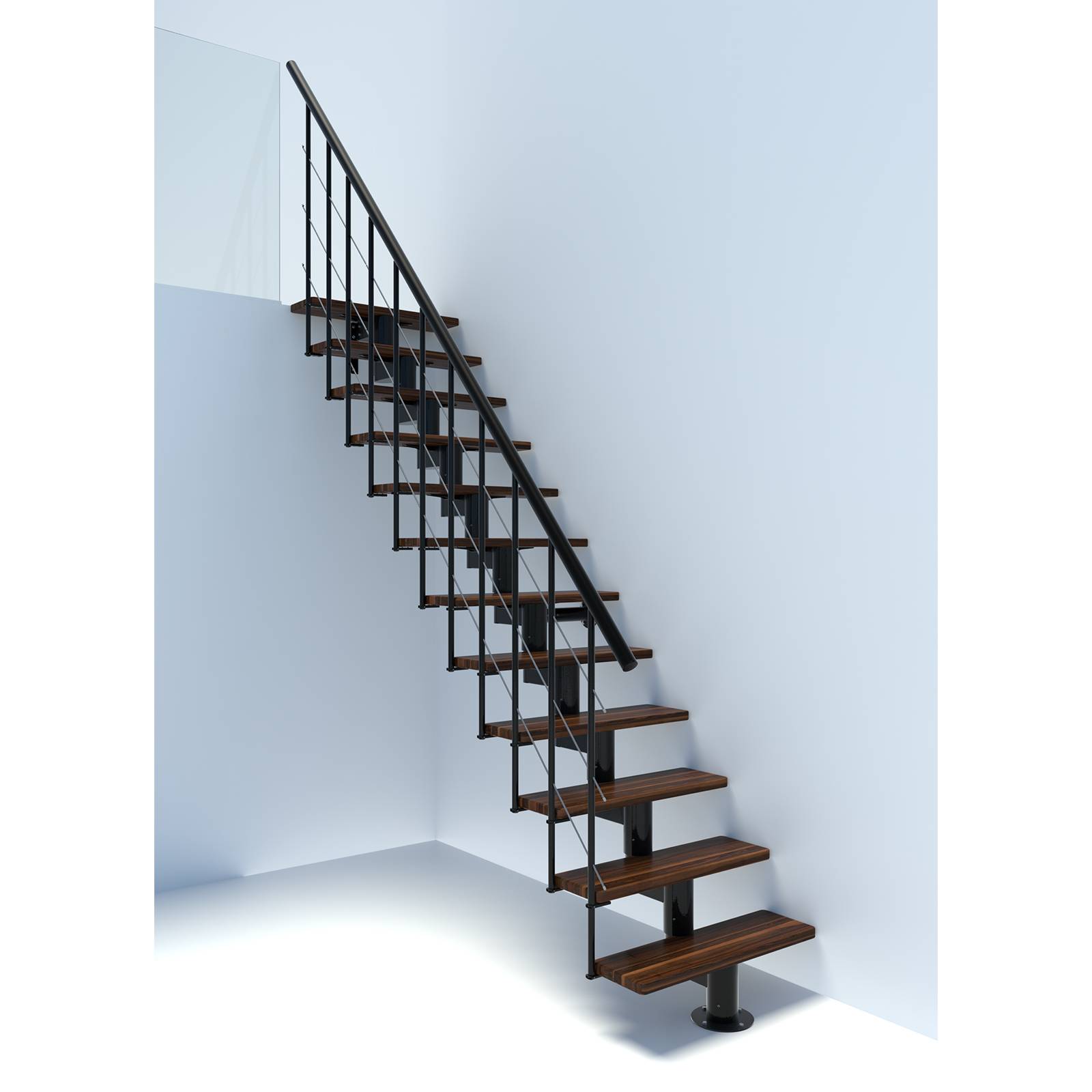 Minka Mittelholmtreppe Comfort Top 37 - 312cm Geschosshöhe Walnuss Schwarz