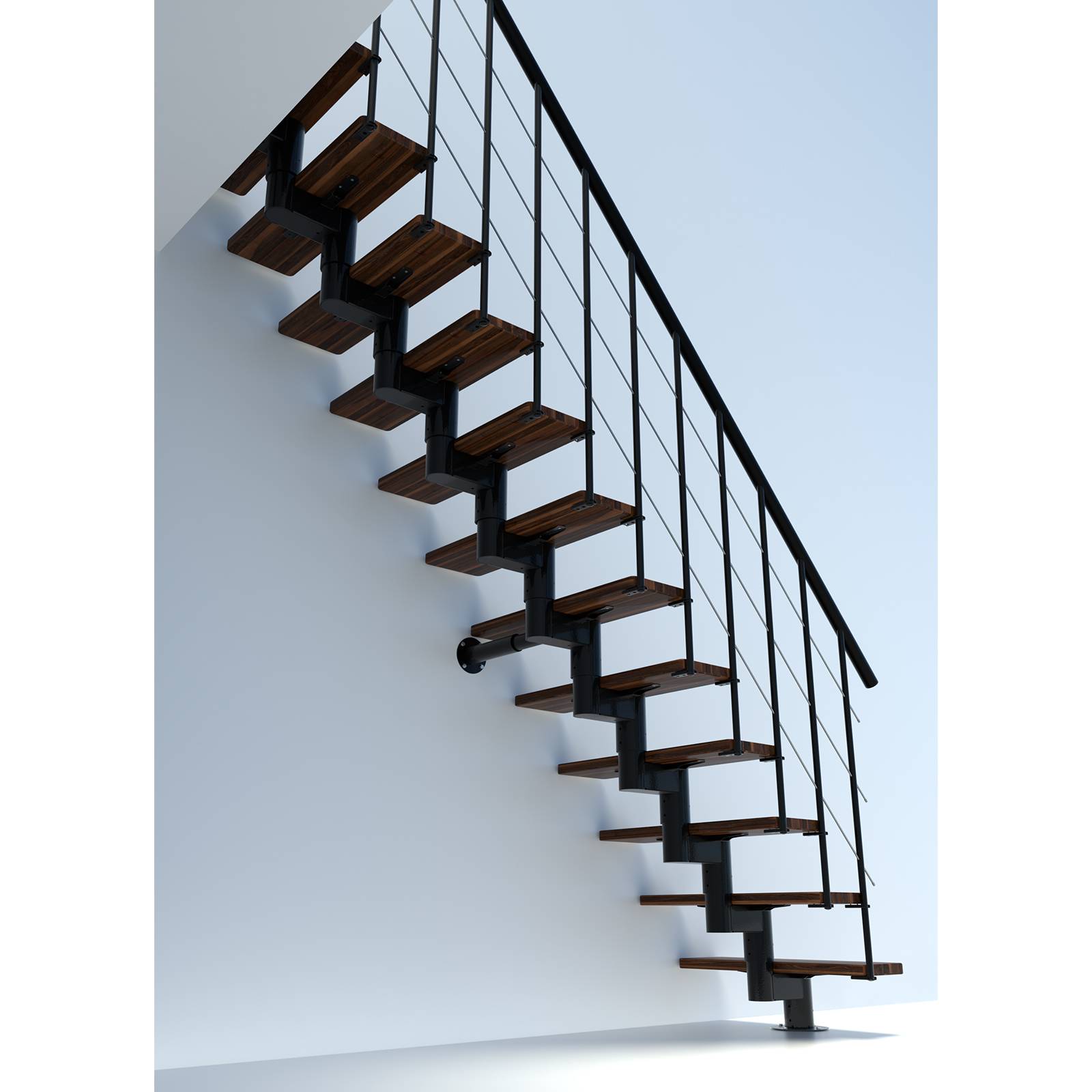 Minka Mittelholmtreppe Comfort Top 37 - 312cm Geschosshöhe Walnuss Schwarz