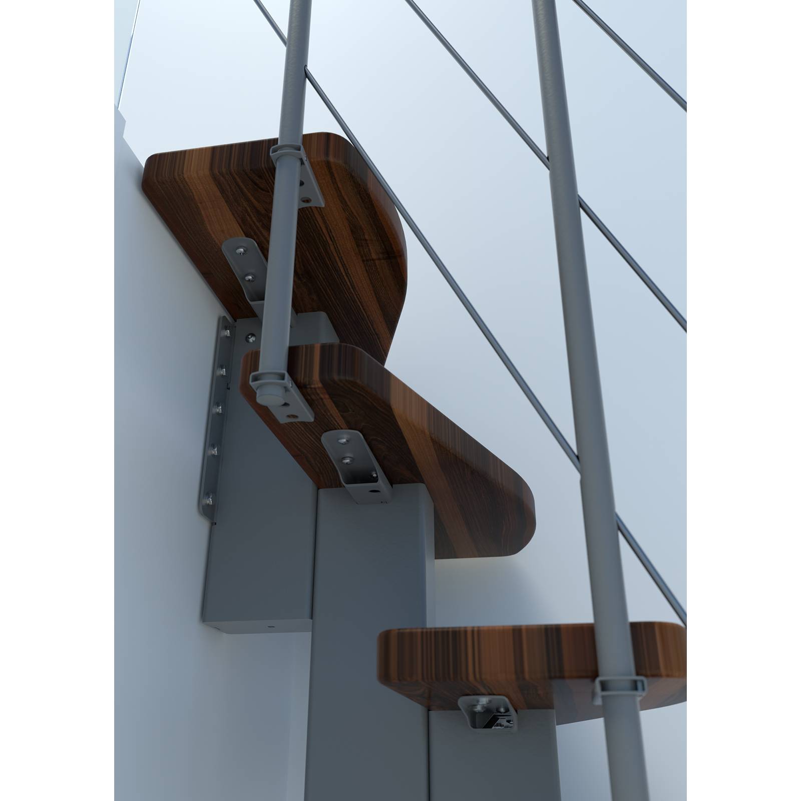 Minka Mittelholmtreppe Quatro 38 - 298cm Geschosshöhe Walnuss Grau