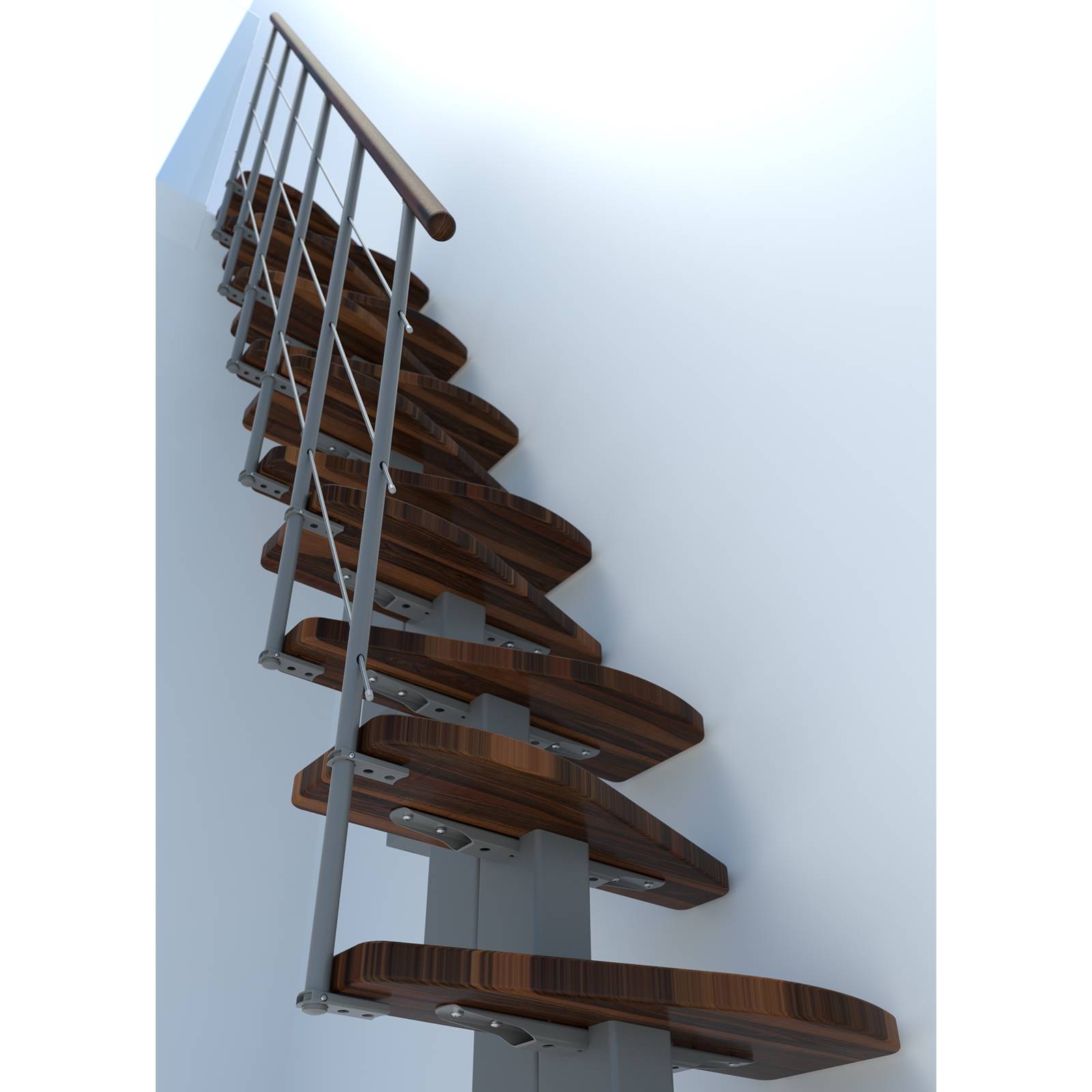 Minka Mittelholmtreppe Quatro 38 - 298cm Geschosshöhe Walnuss Grau