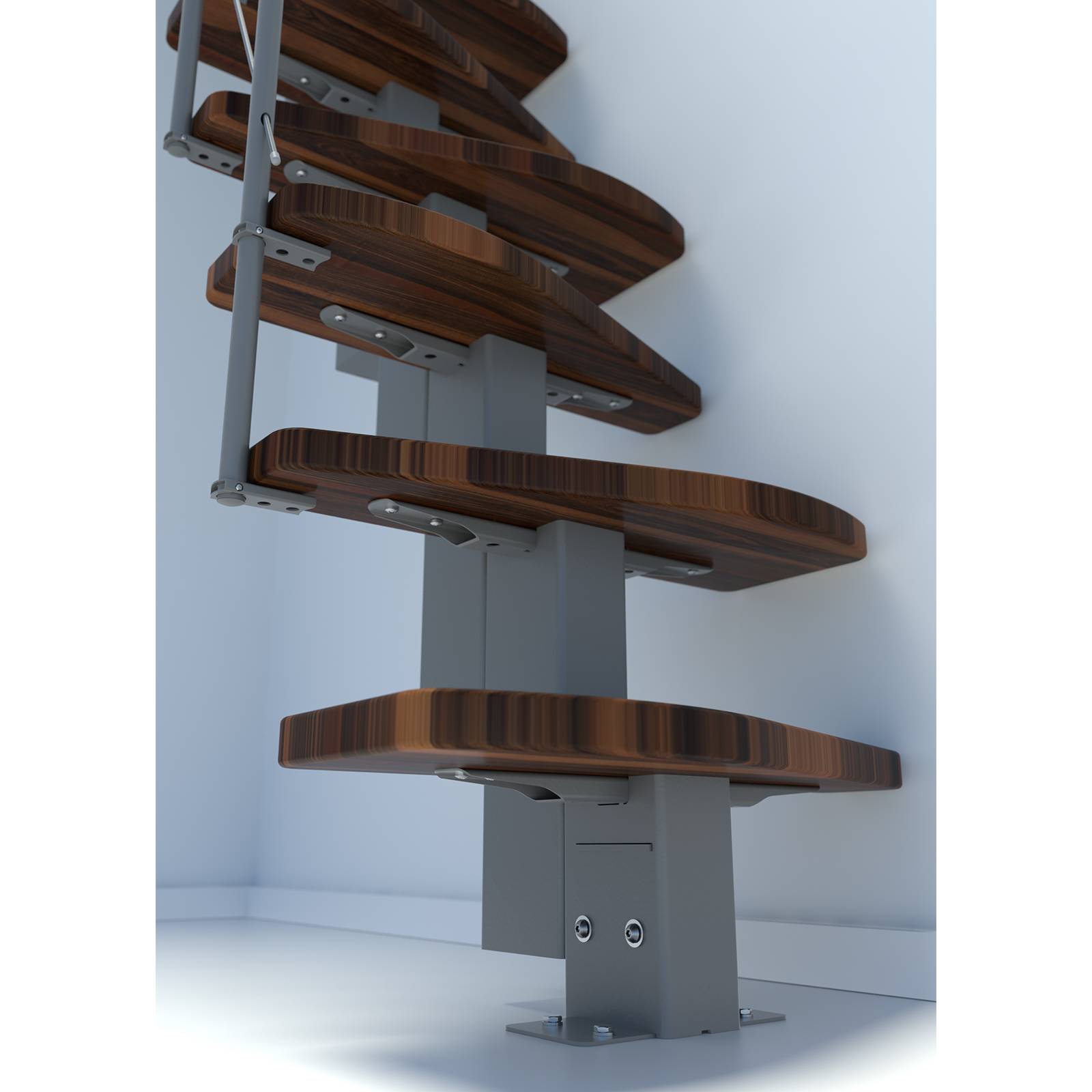 Minka Mittelholmtreppe Quatro 38 - 298cm Geschosshöhe Walnuss Grau