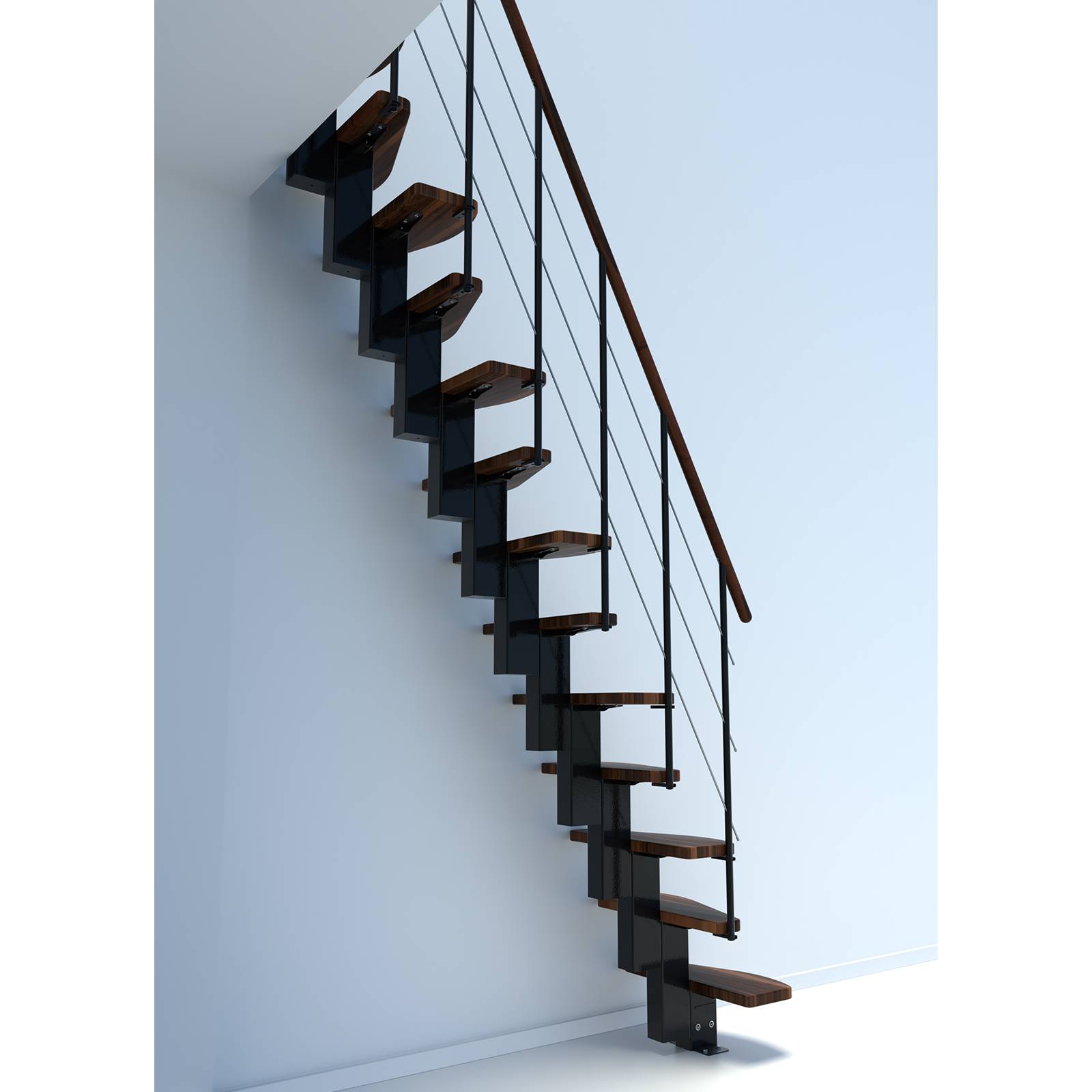 Minka Mittelholmtreppe Quatro 38 - 298cm Geschosshöhe Walnuss Schwarz