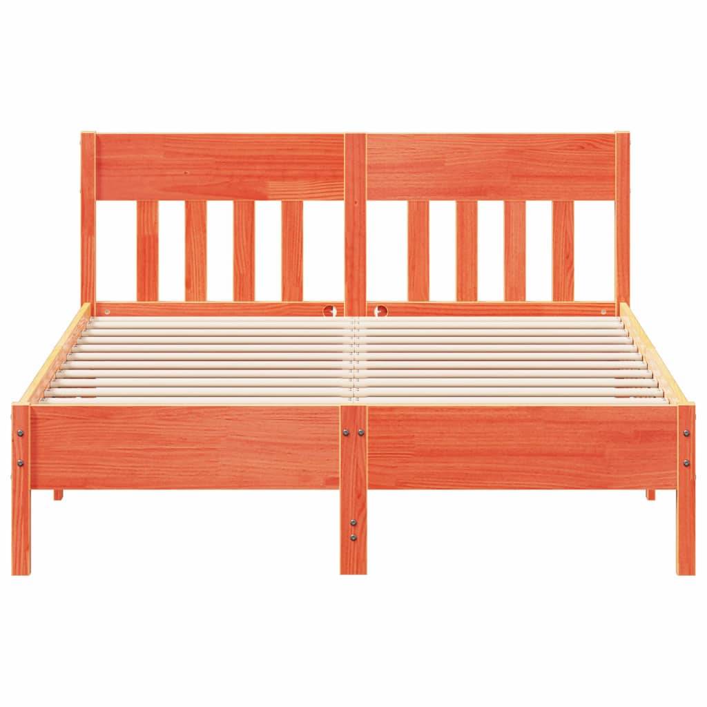 vidaXL Massivholzbett ohne Matratze Wachsbraun 135x190 cm Kiefernholz
