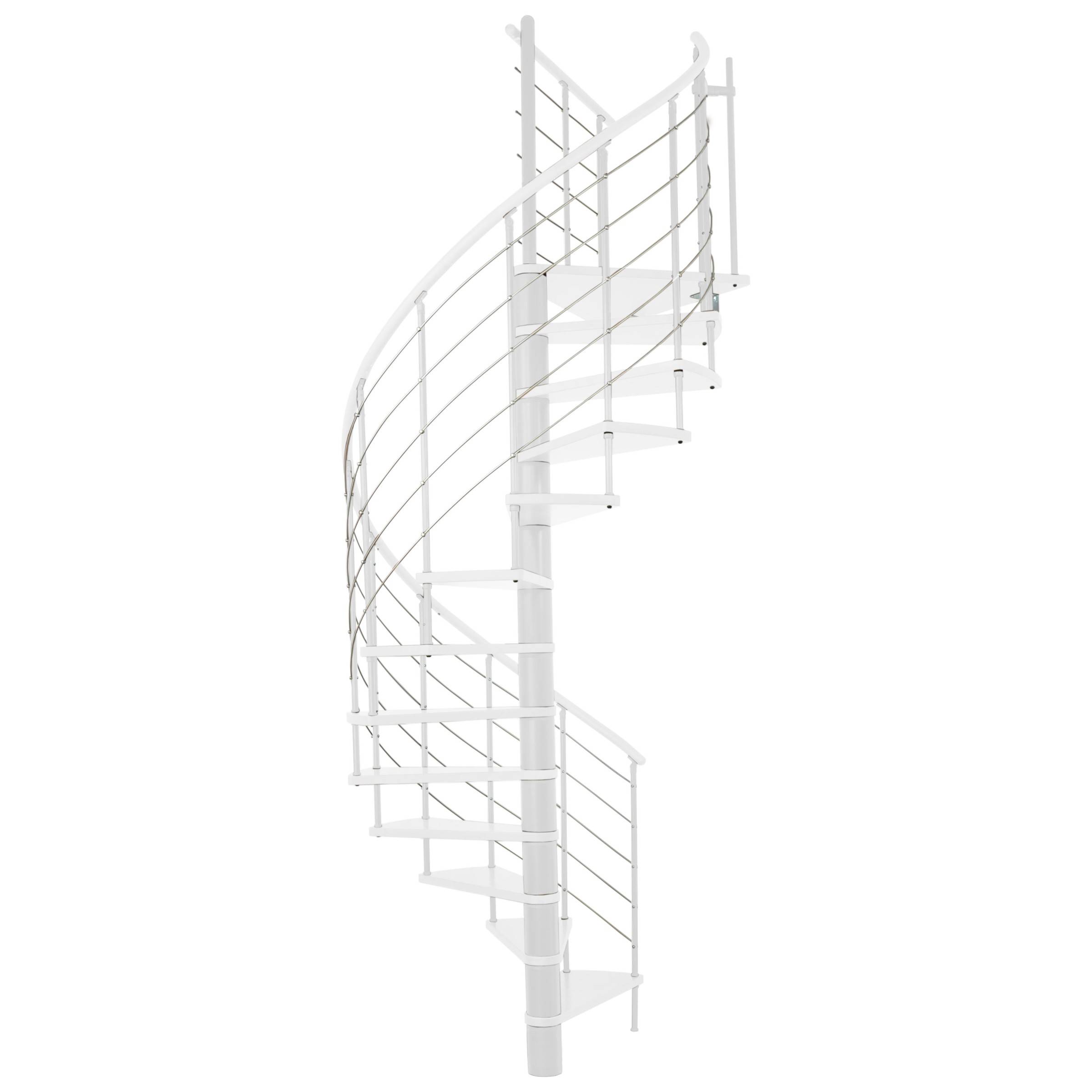 Minka Spindeltreppe Venezia weiß lackiert mit Handlauf und UK in weiß Ø140cm bis 309,4cm Geschoss