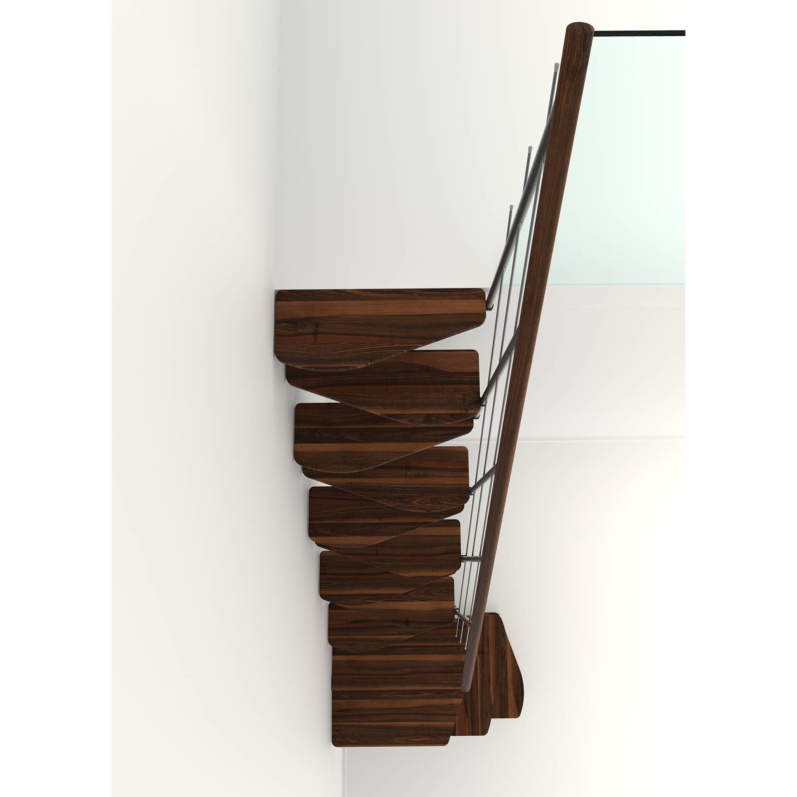 Minka Mittelholmtreppe Quatro Turn 38 - 298cm Geschosshöhe Walnuss Schwarz