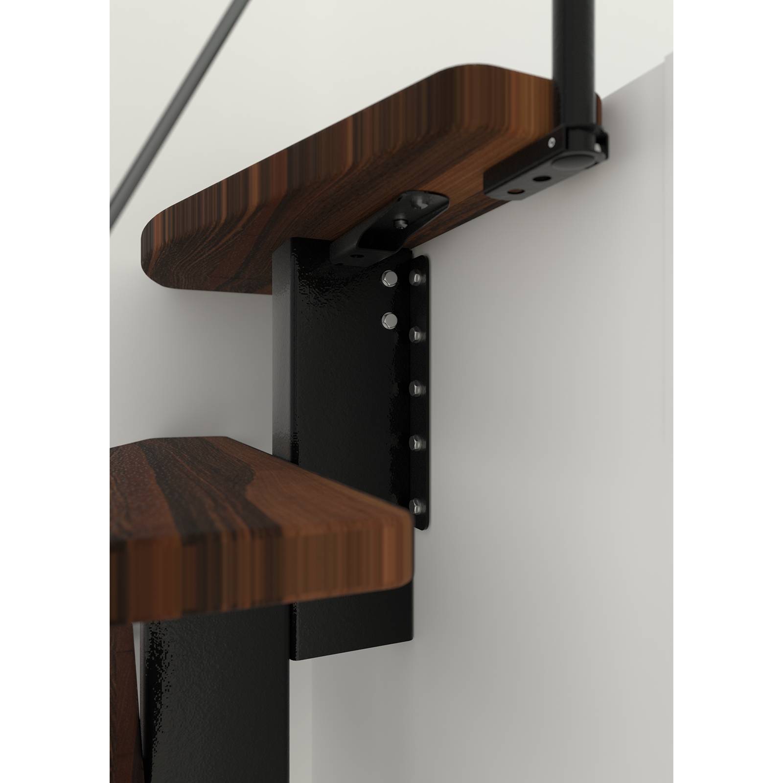 Minka Mittelholmtreppe Quatro Turn 38 - 298cm Geschosshöhe Walnuss Schwarz