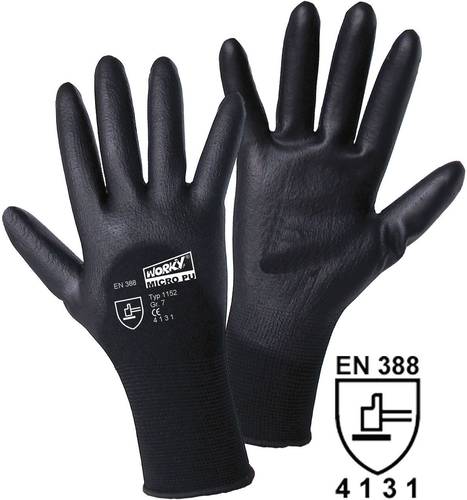Worky L+D MICRO black 1152 Nylon Arbeitshandschuh Größe (Handschuhe): 7, S EN 388 CAT II 1 Paar