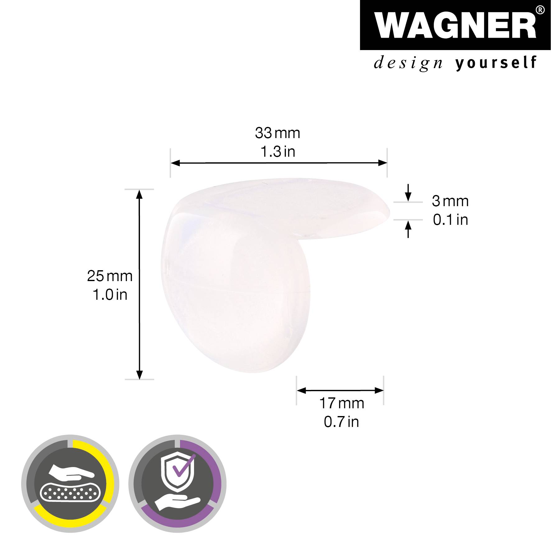 WAGNER Eckkantenschutz SAFE CORNER EXTRA 4tlg. Set - Ø 33 x 25 mm, Kantenschutz zum Aufkleben, transparent - 15213599