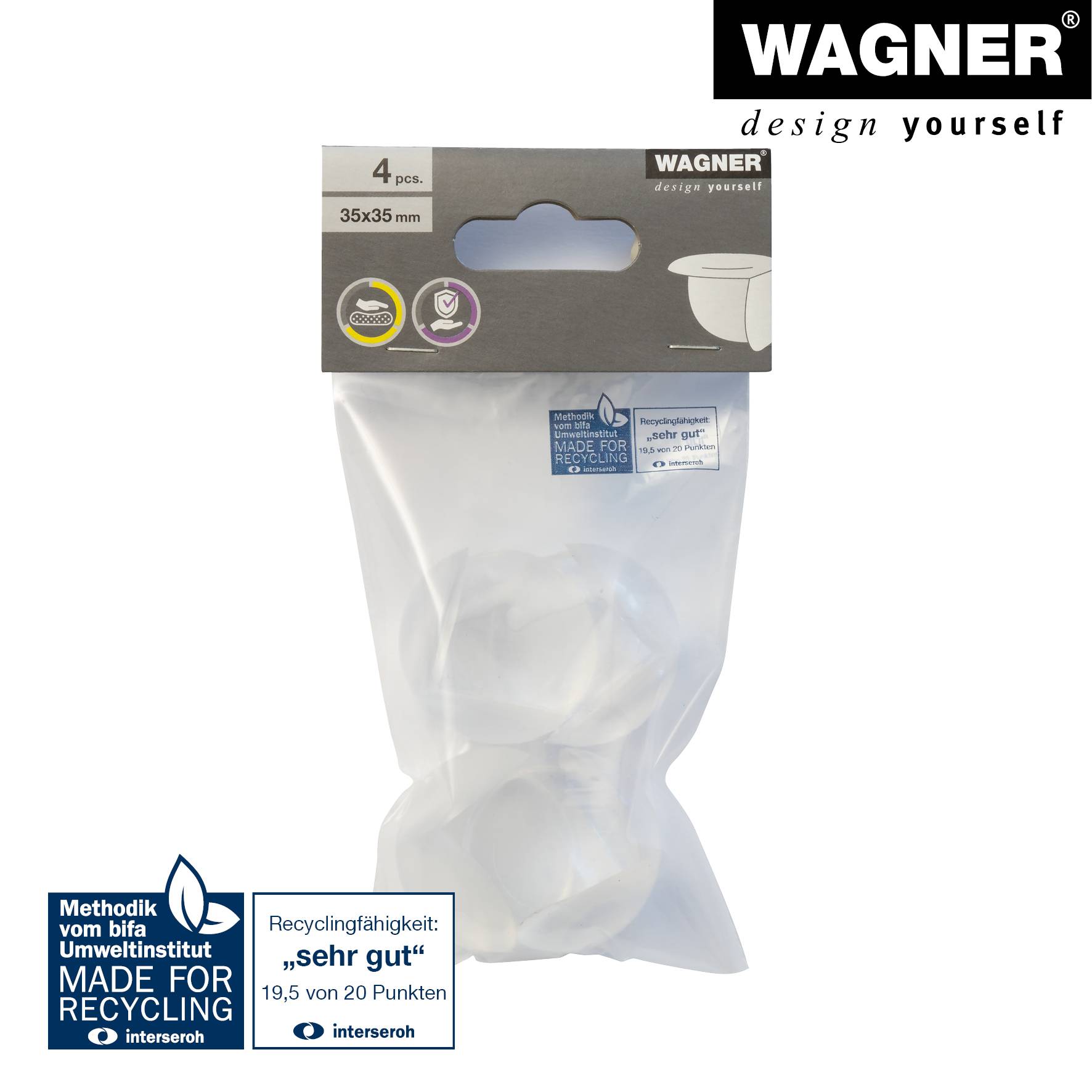 WAGNER Eckkantenschutz SAFE CORNER EXTRA 4tlg. Set - Ø 33 x 25 mm, Kantenschutz zum Aufkleben, transparent - 15213599