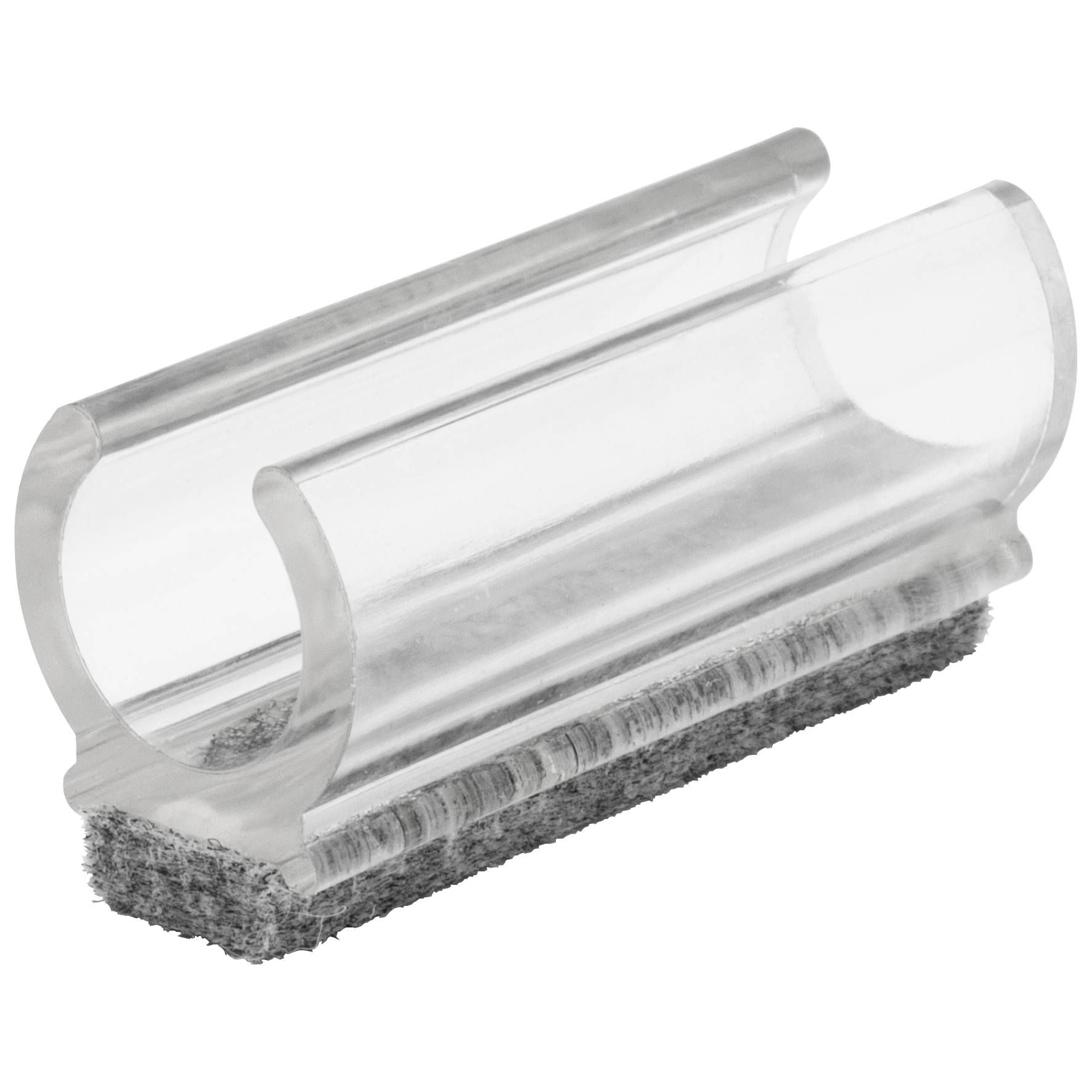 WAGNER Klemmschalengleiter für Rundrohr 4tlg. - 50 x 11/16 x 16/24 mm, Filz 8 mm, Kunststoff transparent - 15069199