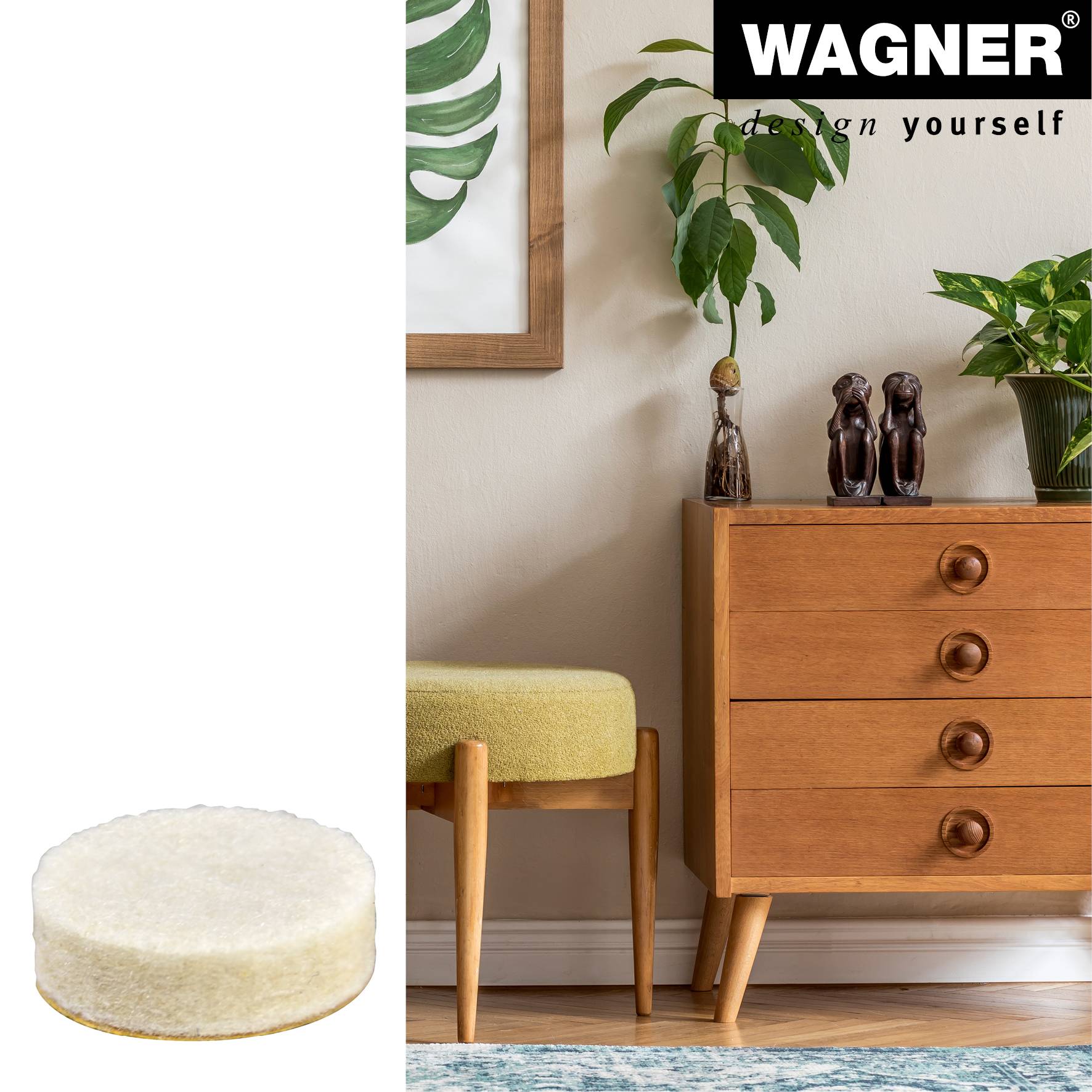 WAGNER Softfilz Pads 16tlg. - Ø 20 x 6 mm, selbstklebend, als Filzgleiter, Schutzpads oder zum Basteln - 15122199