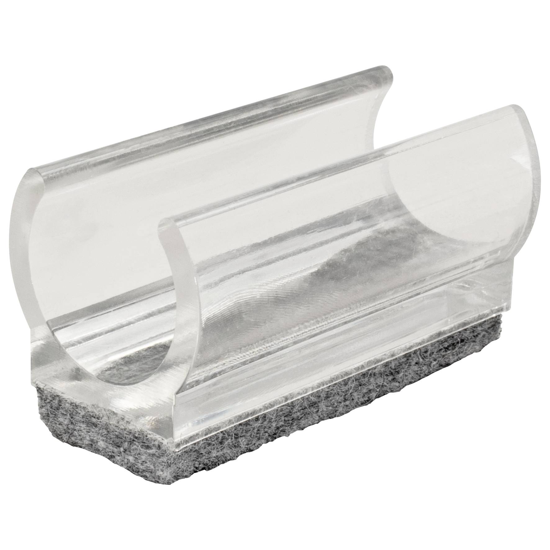 WAGNER Klemmschalengleiter für Rundrohr 4tlg. - 50 x 18/22 x 19/27 mm, Filz 8 mm, Kunststoff transparent - 15069399