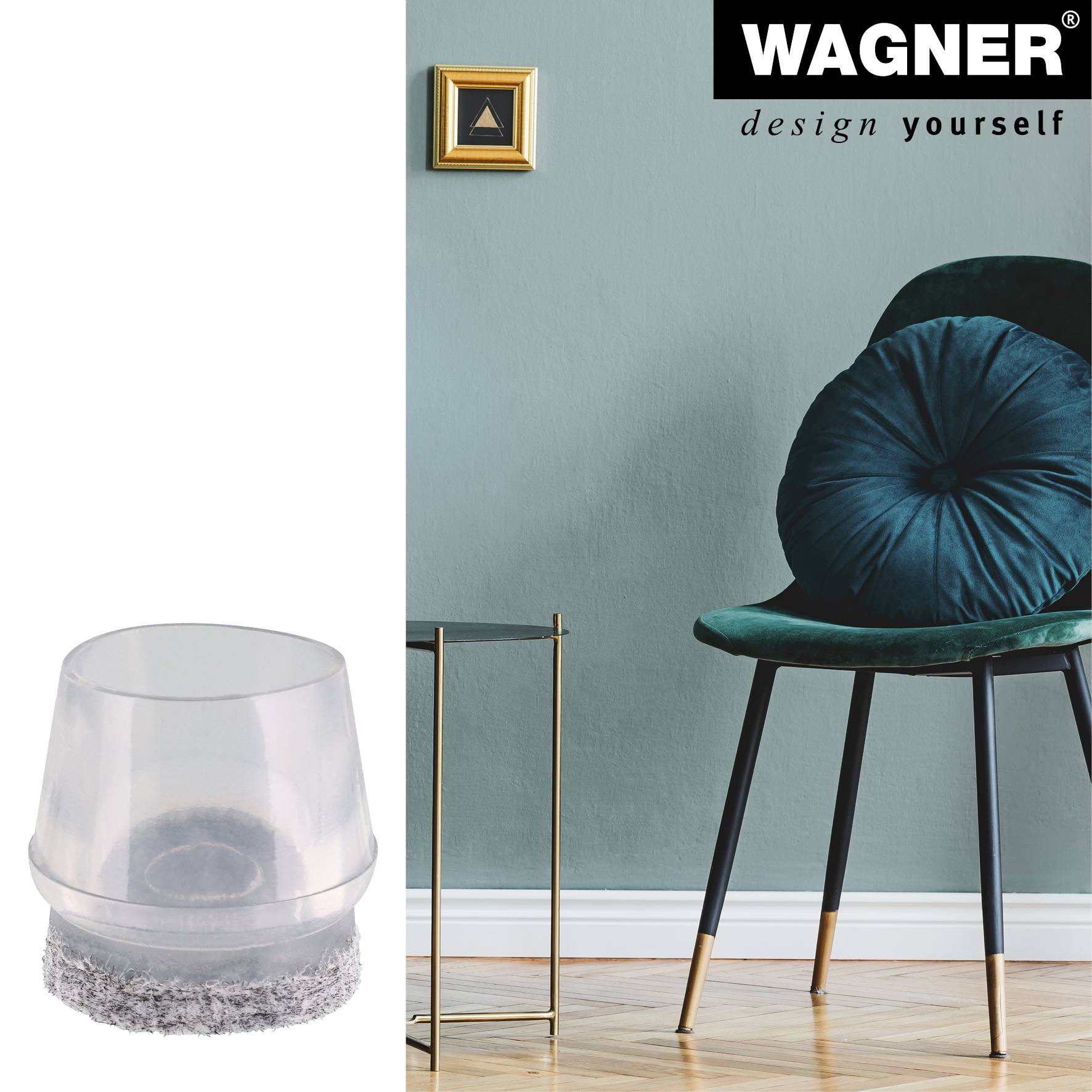WAGNER Kappen für Stahlrohr rund 4tlg. - Ø 16-19/17-22 x 19 mm, Abrieb Filz 9 mm, Kunststoff transparent - 15055999